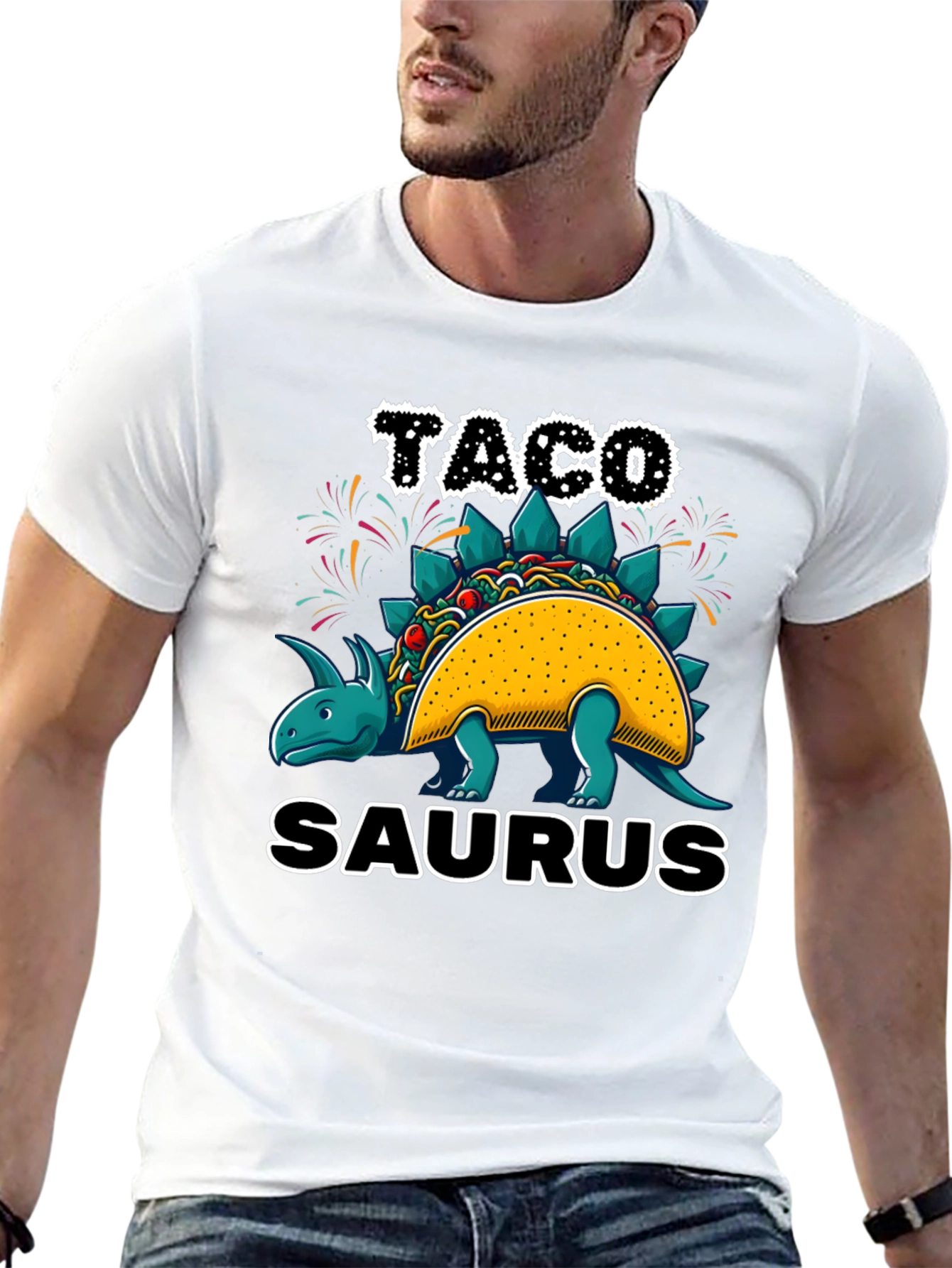 Black Taco-Saurus Black T-Shirt view 13