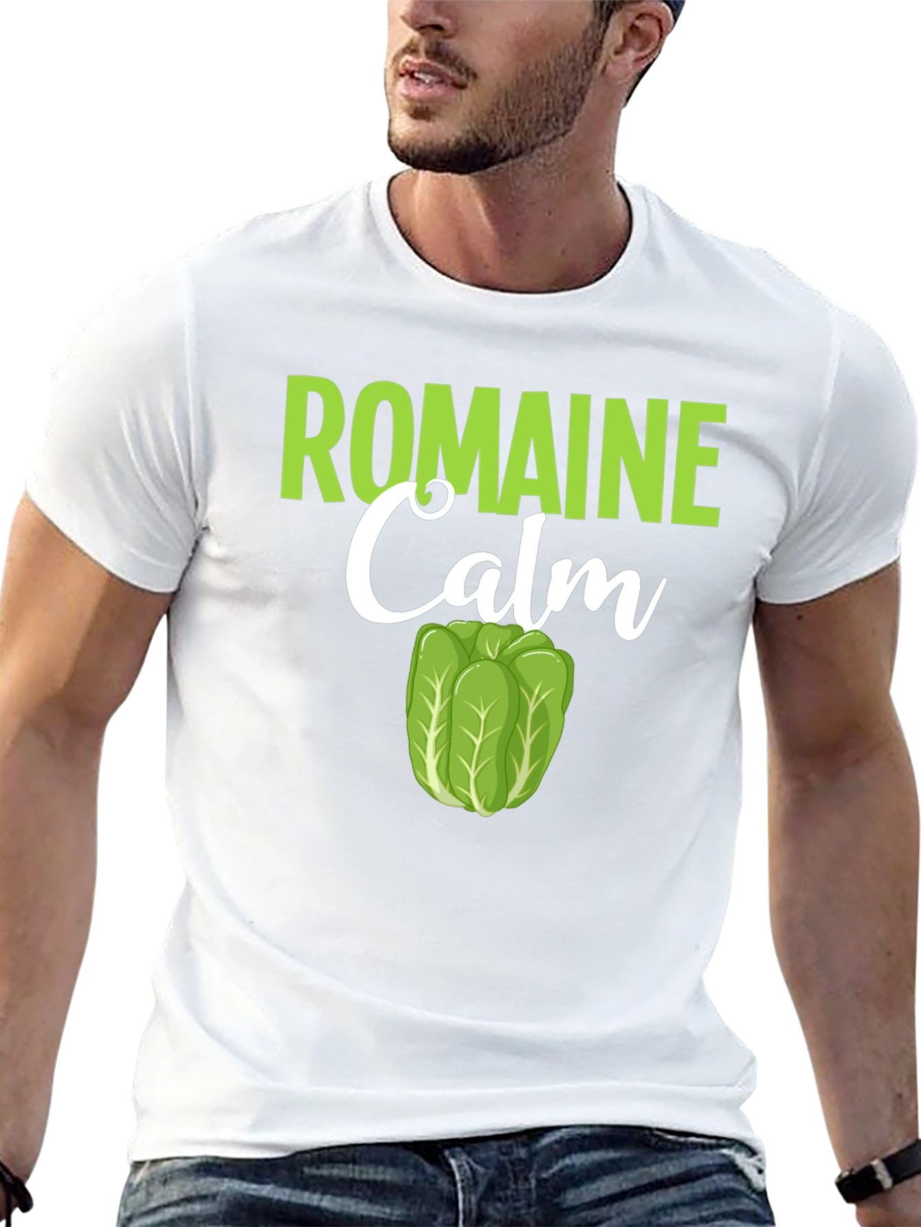 Black Romaine Calm Funny Lettuce Graphic T-Shirt view 13