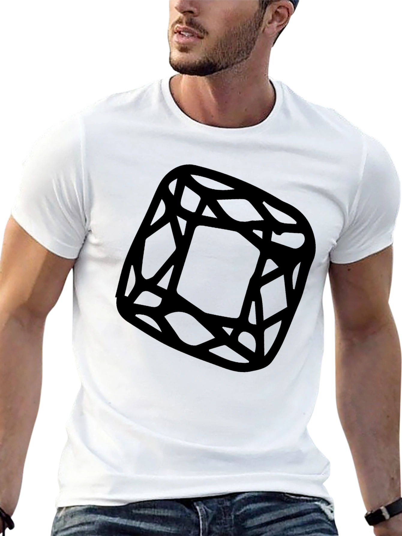 Black Geometric Graphic Black T-Shirt view 13