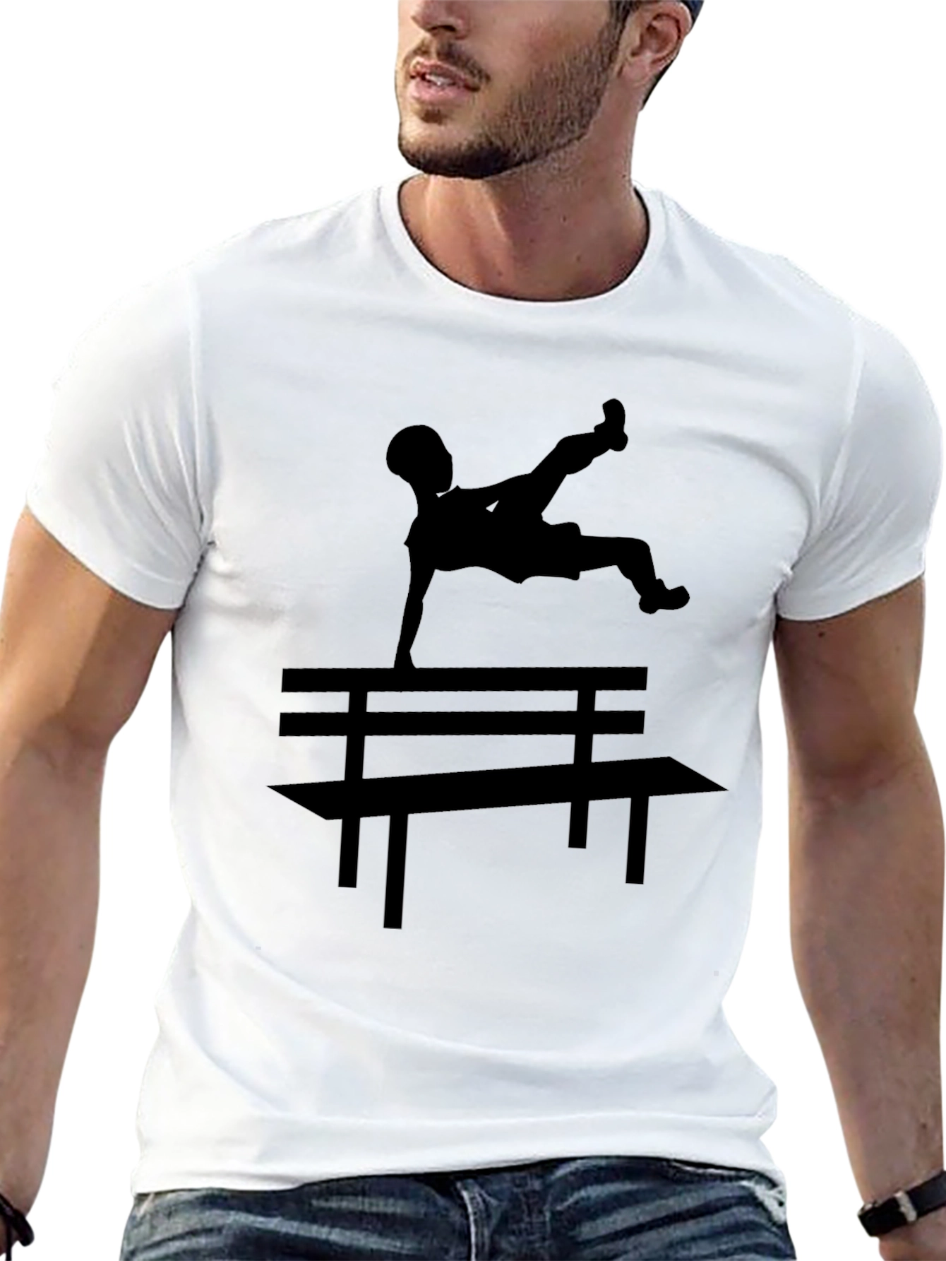 Black Parkour Silhouette Black T-Shirt view 13