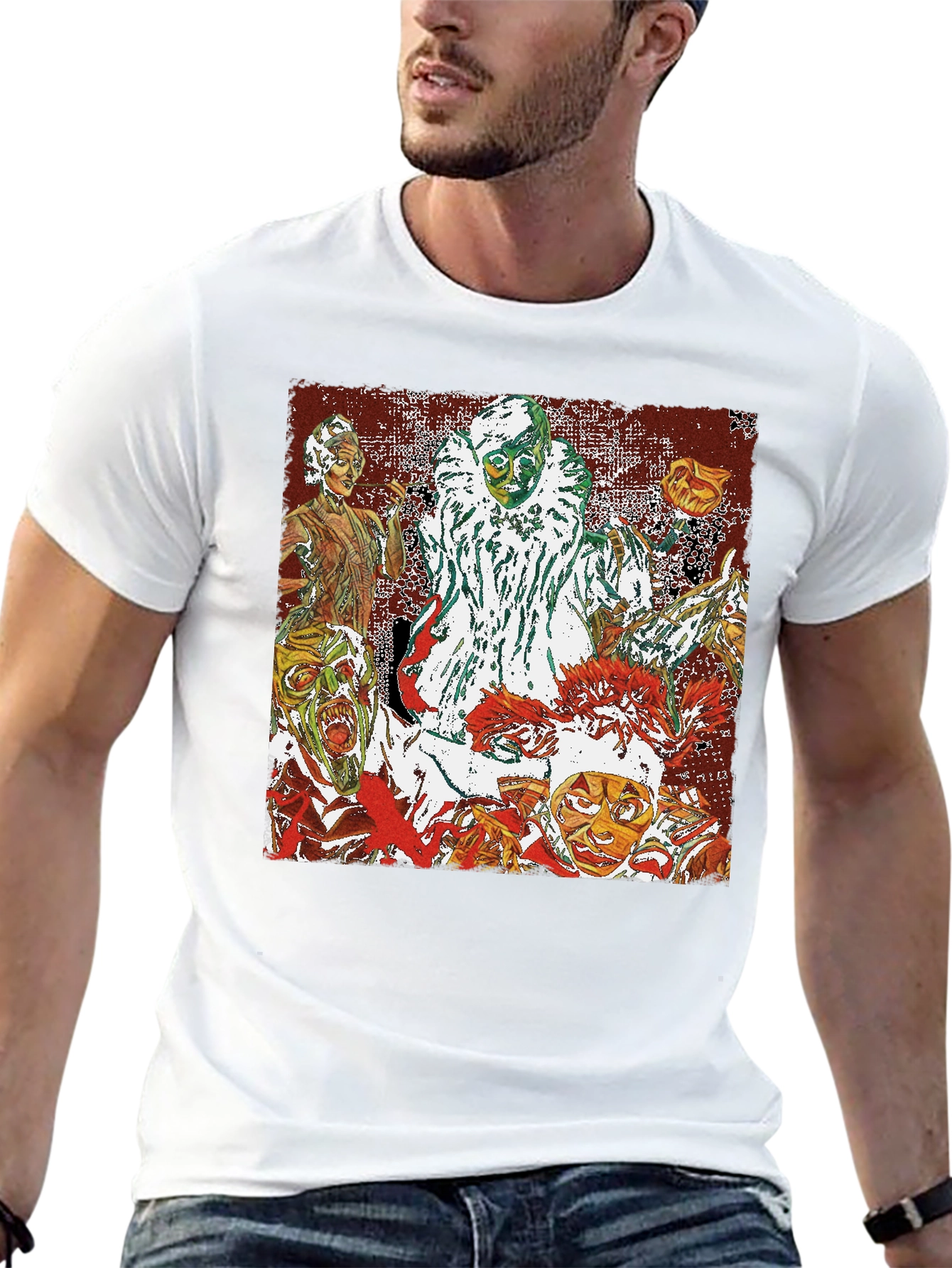 Black Creepy Clown Horror Graphic Tee - Black view 13