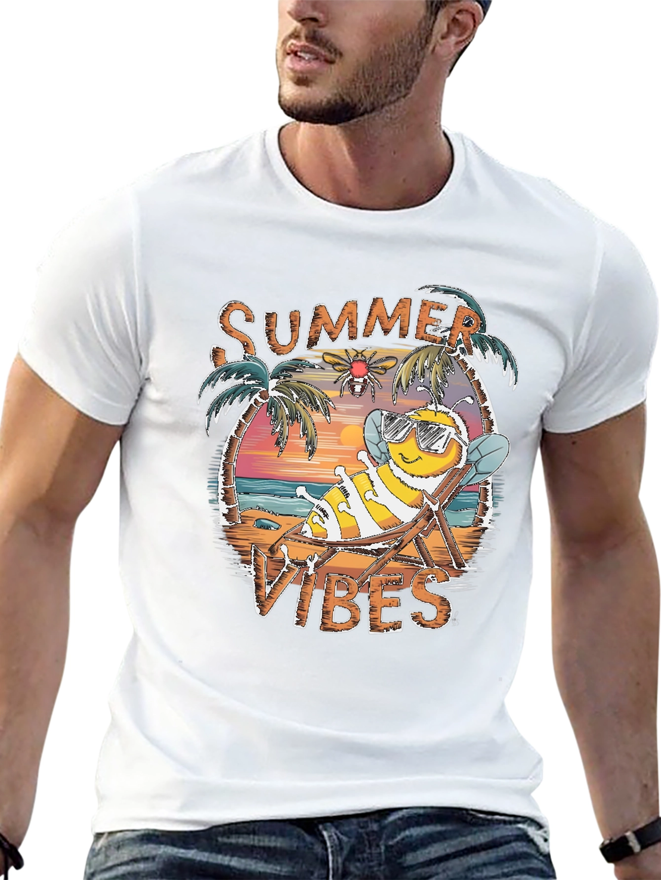 Black Summer Vibes Bee Graphic Tee view 13