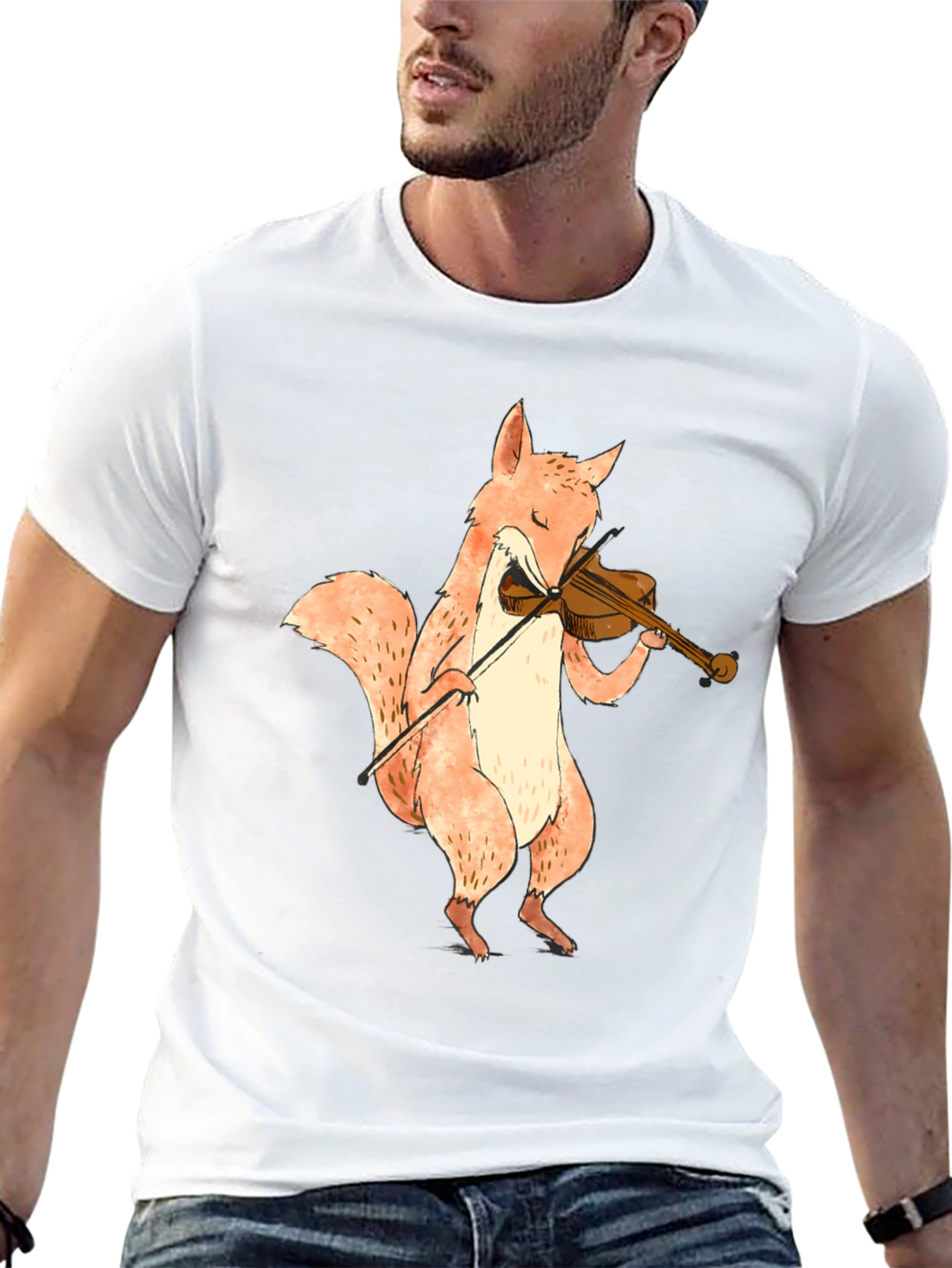 Black Fox Playing Violin Graphic T-Shirt - Unisex view 13