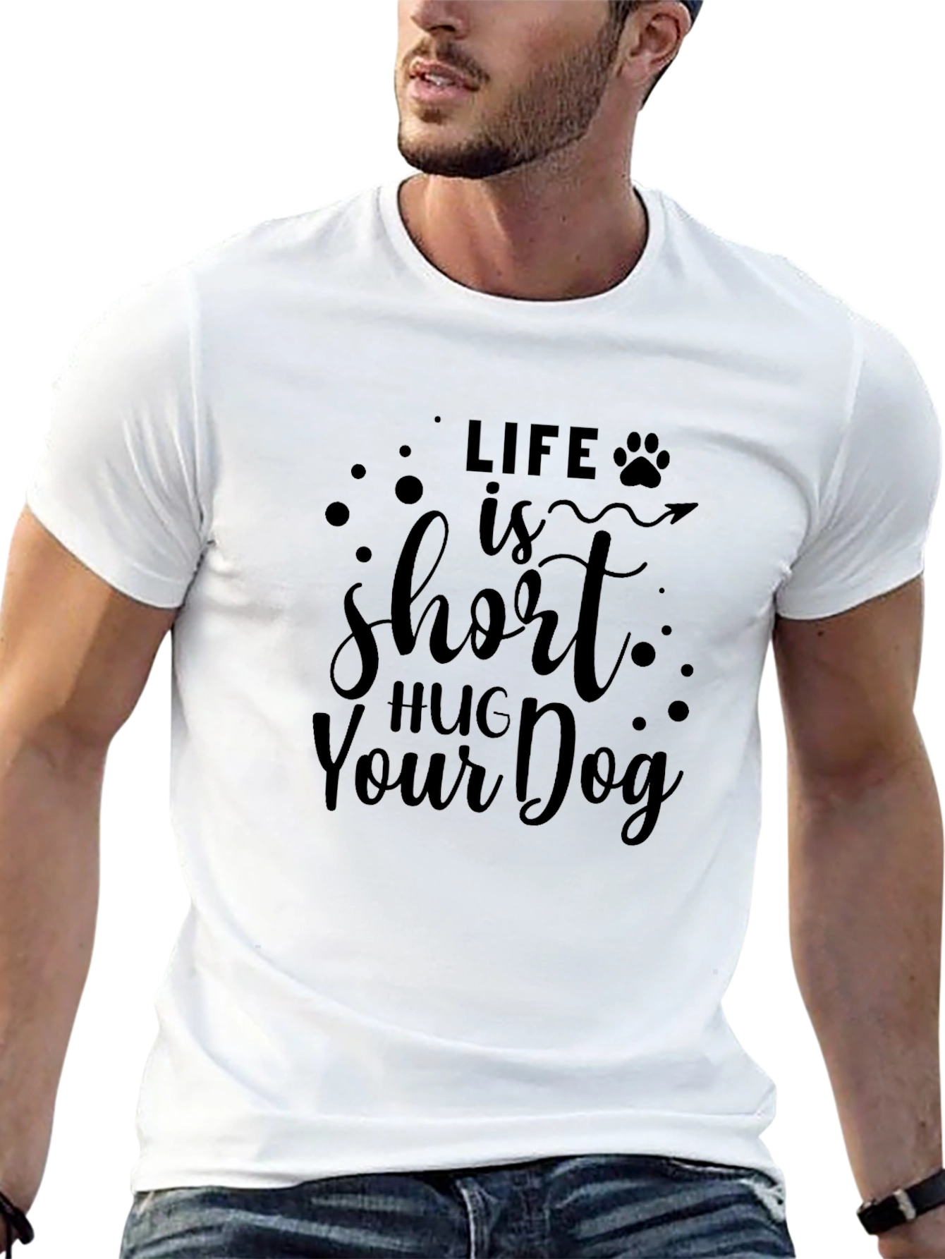 Black Life is Short Hug Your Dog Black T-Shirt view 13