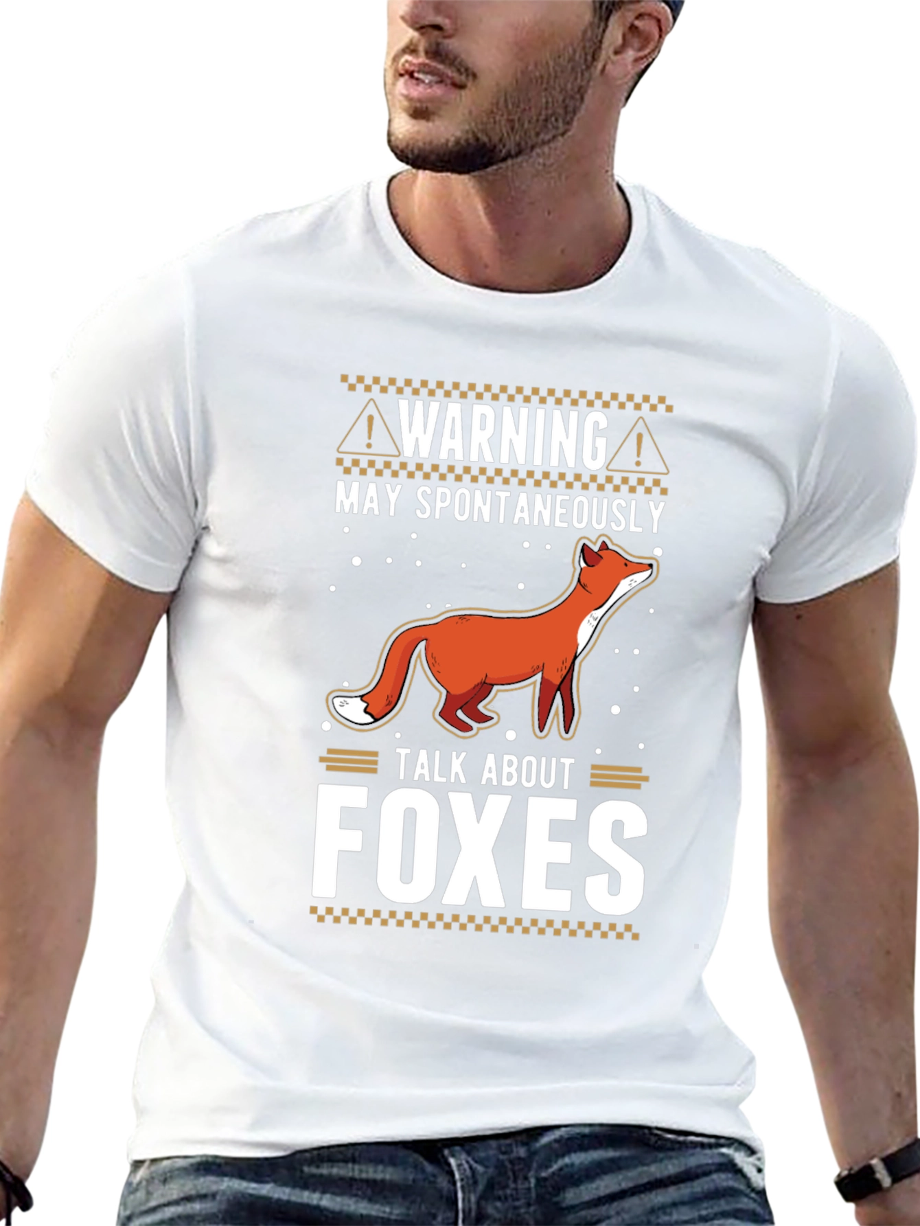 Black Warning May Spontaneously Talk About Foxes T-Shirt view 13