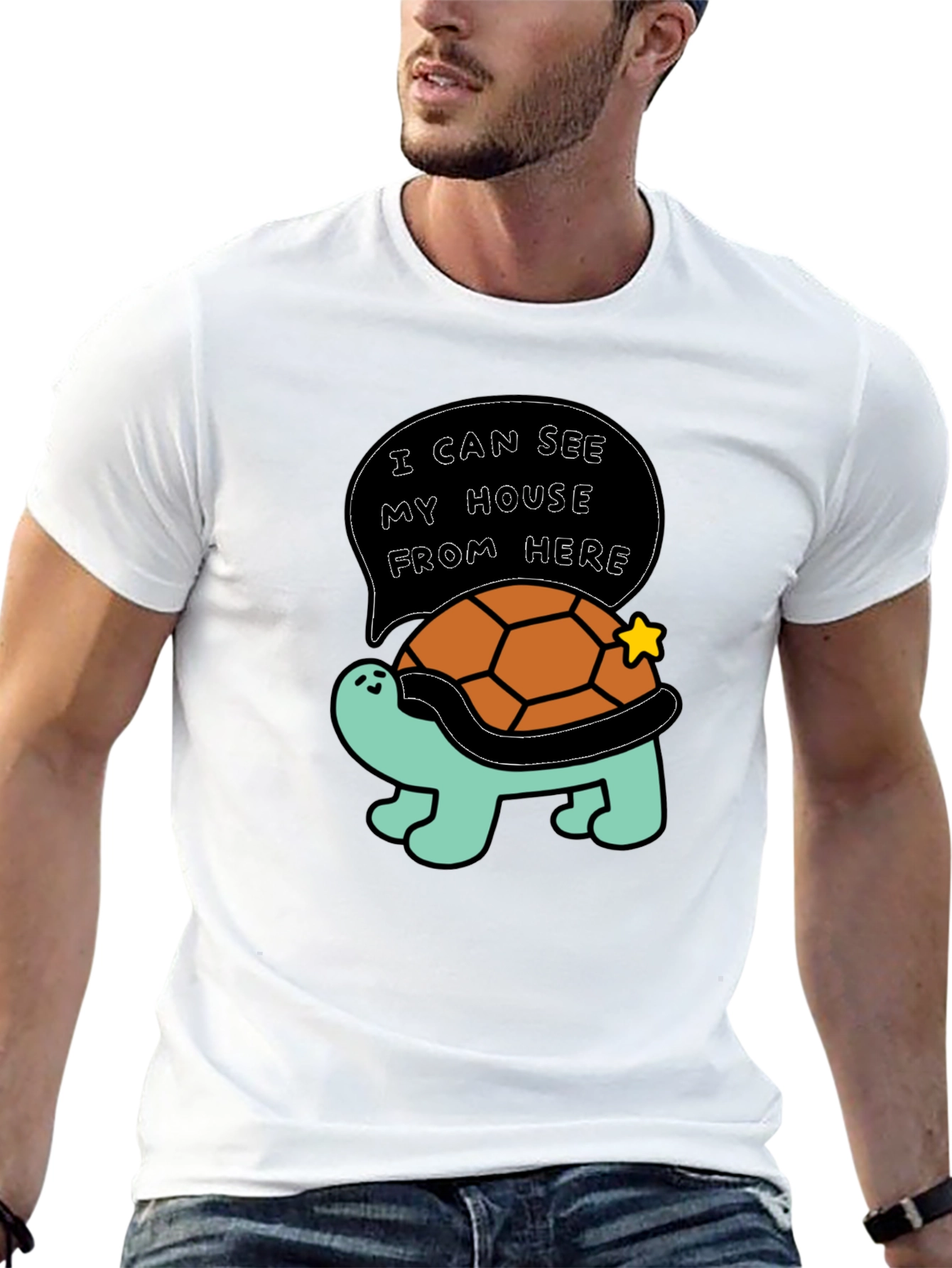 Black Funny Turtle T-Shirt - I Can See My House From Here view 13