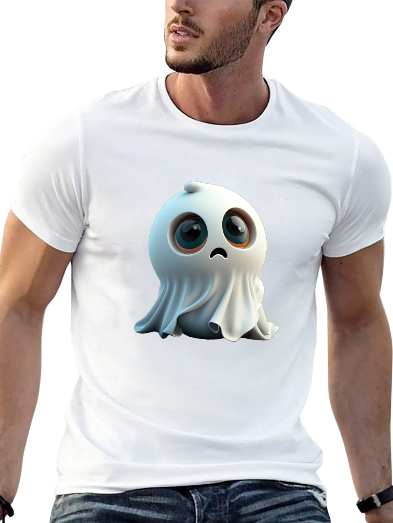 Black Cute Ghost Graphic Black T-Shirt view 13