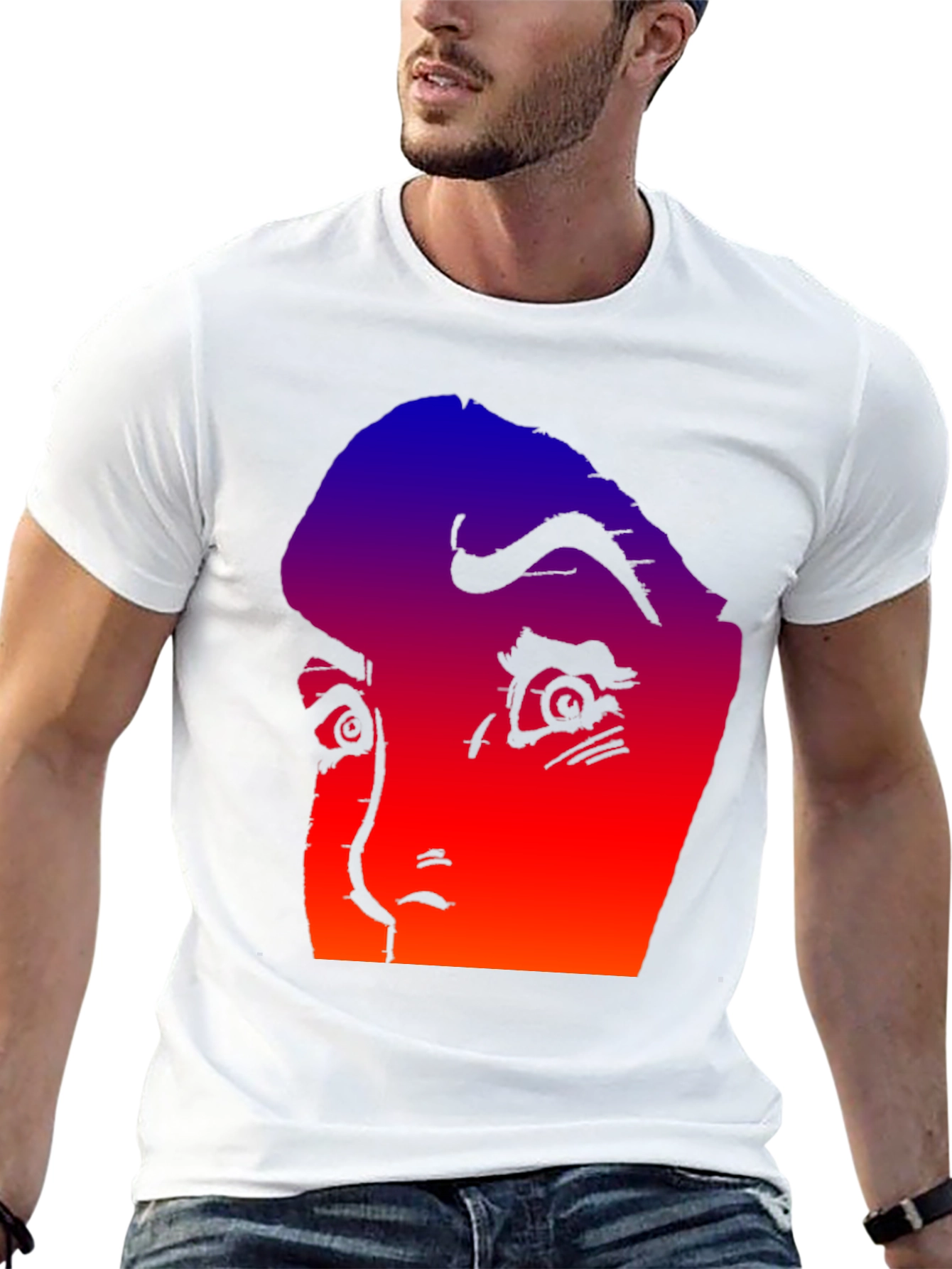 Black Gradient Horror Face Graphic Tee view 13