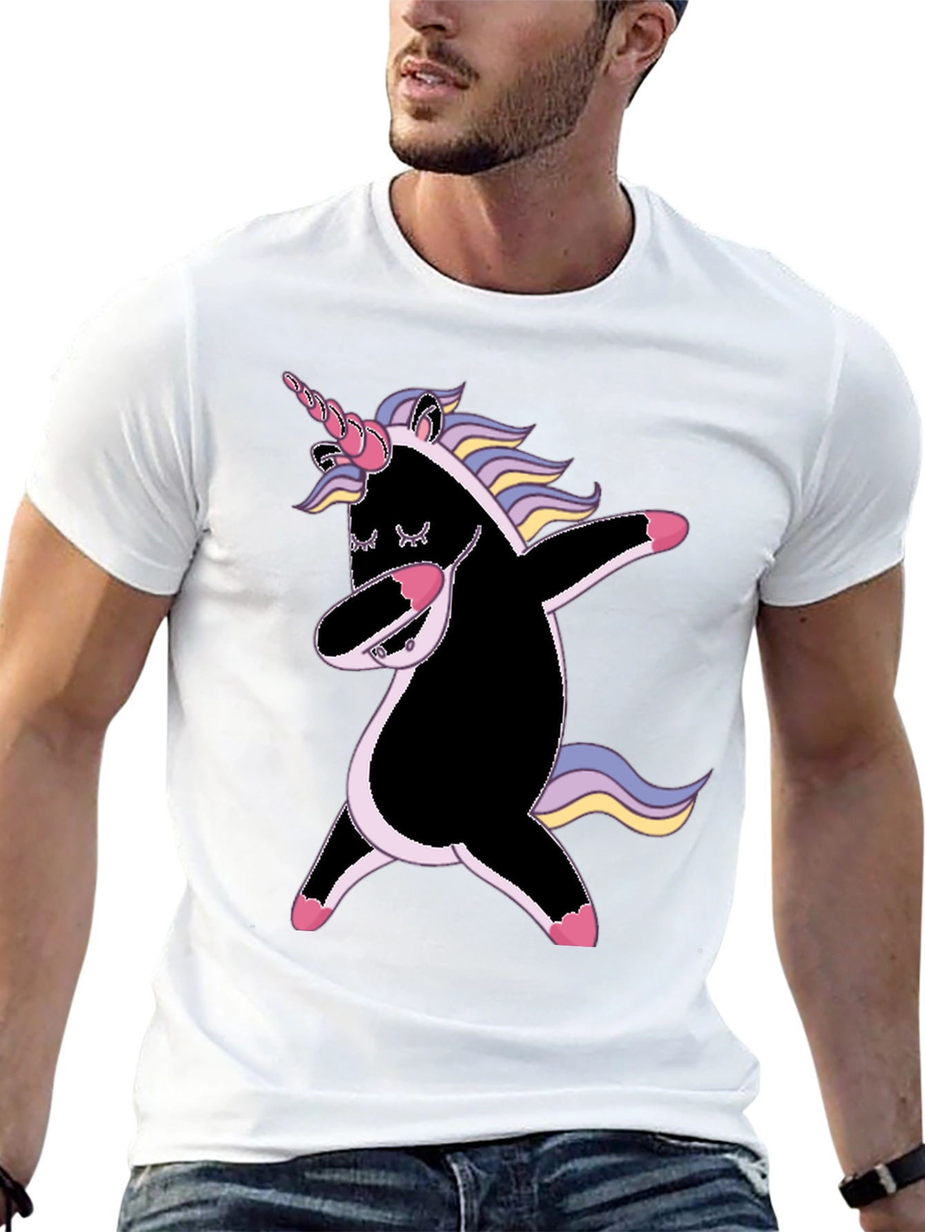 Black Dabbing Unicorn Graphic Tee - Black view 13