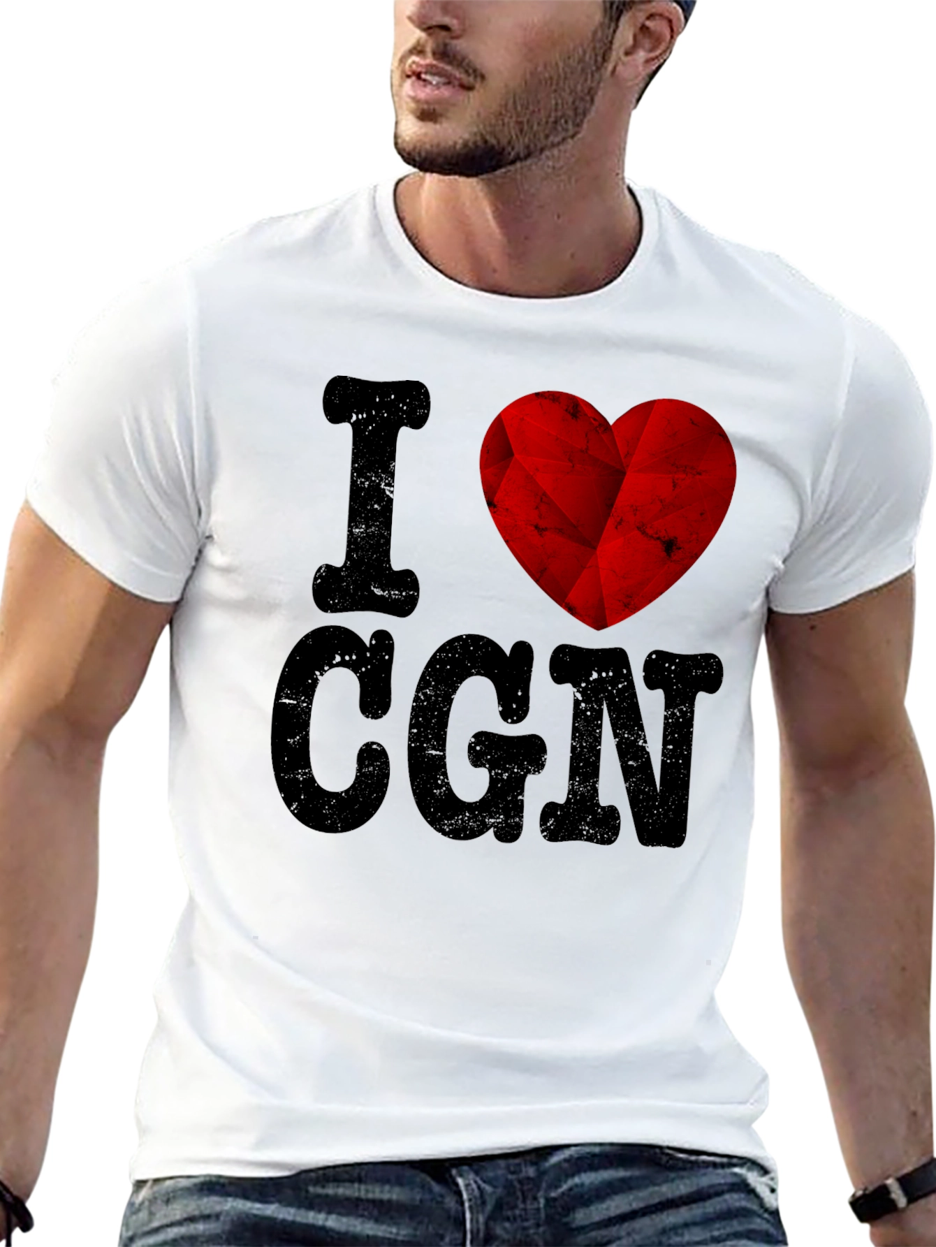 Black I Love CGN Graphic T-Shirt - Black Cotton Tee view 13