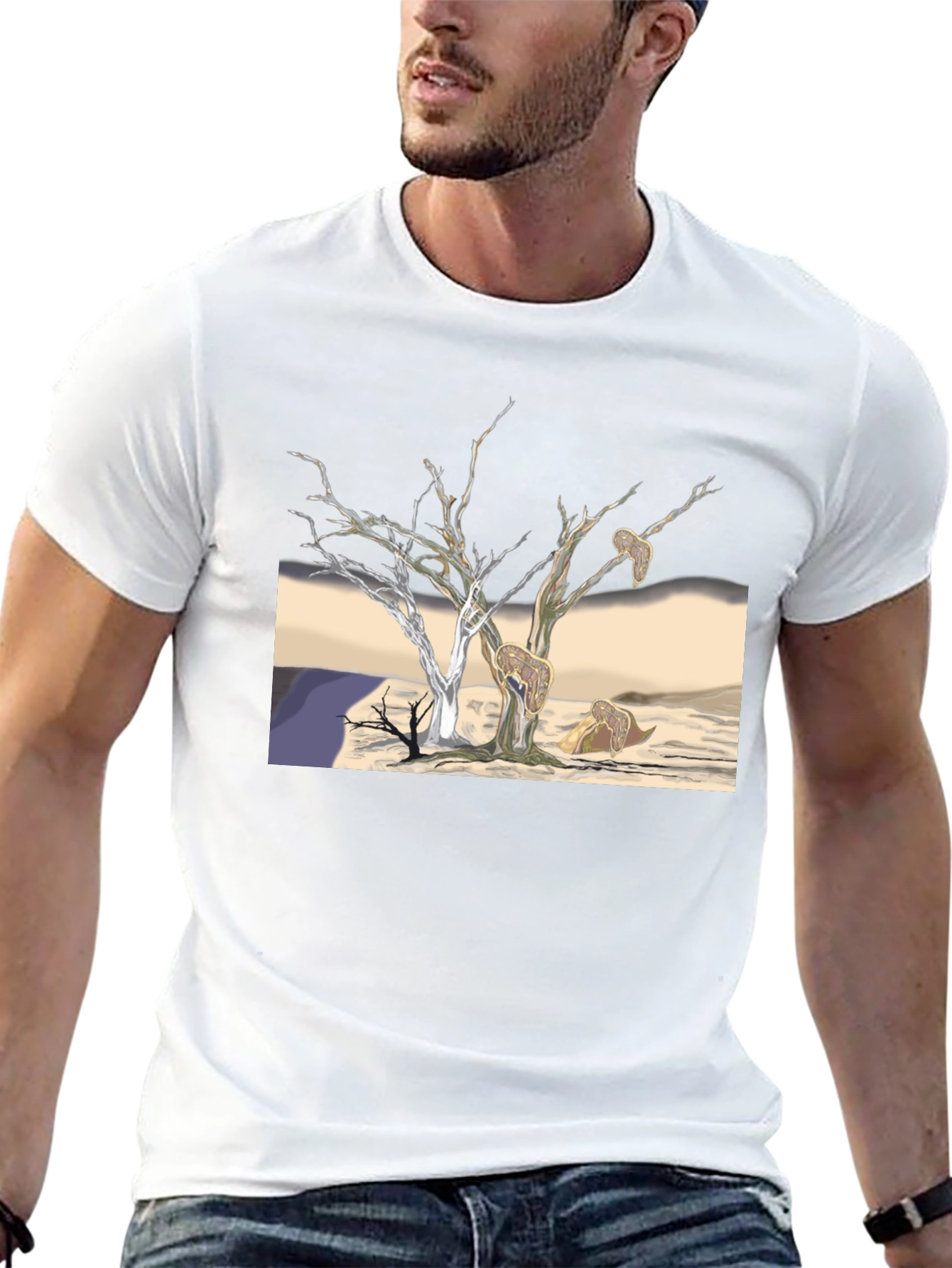 Black Surreal Tree Art Men's Black Tee view 13