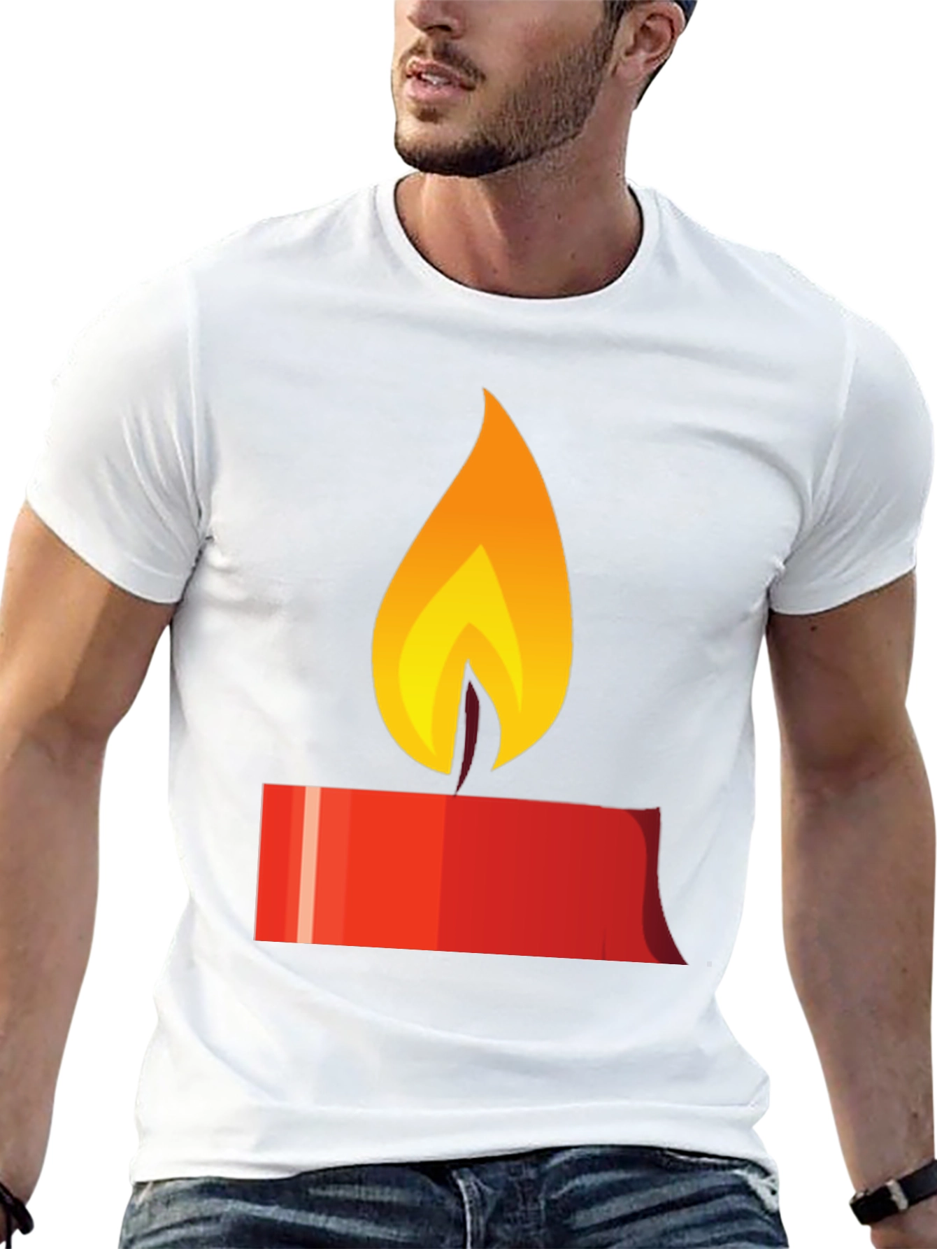 Black Candle Flame Graphic Tee - Black Unisex T-Shirt view 13
