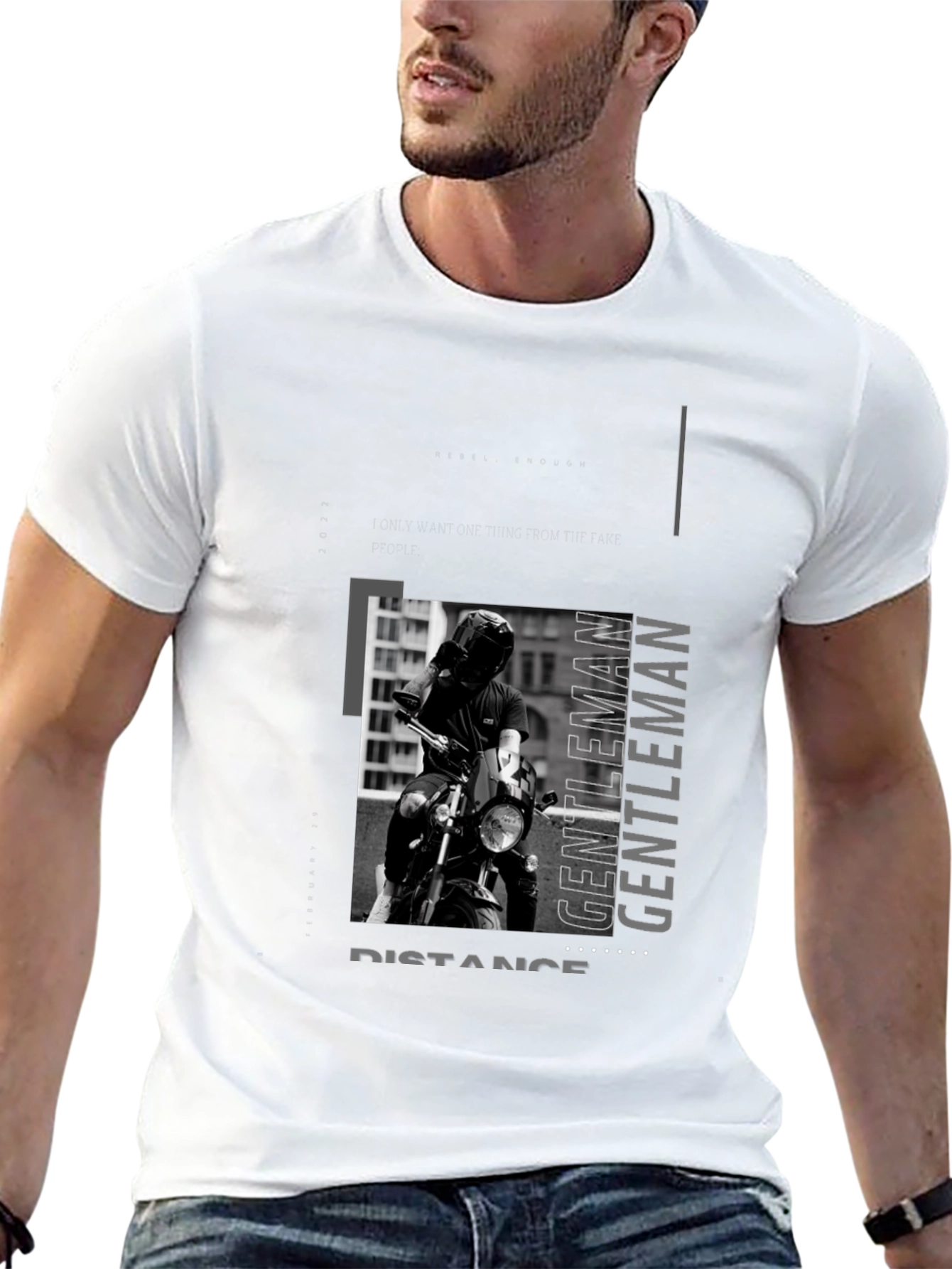 Black Stylish Black Motorcycle Rider Graphic Tee view 13