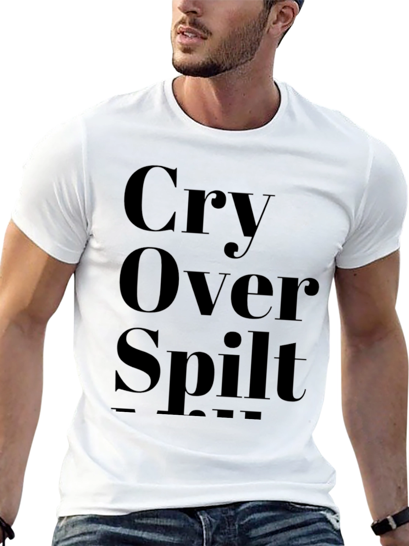 Black Cry Over Spilt Milk T-Shirt - Soft Cotton Graphic Tee view 13