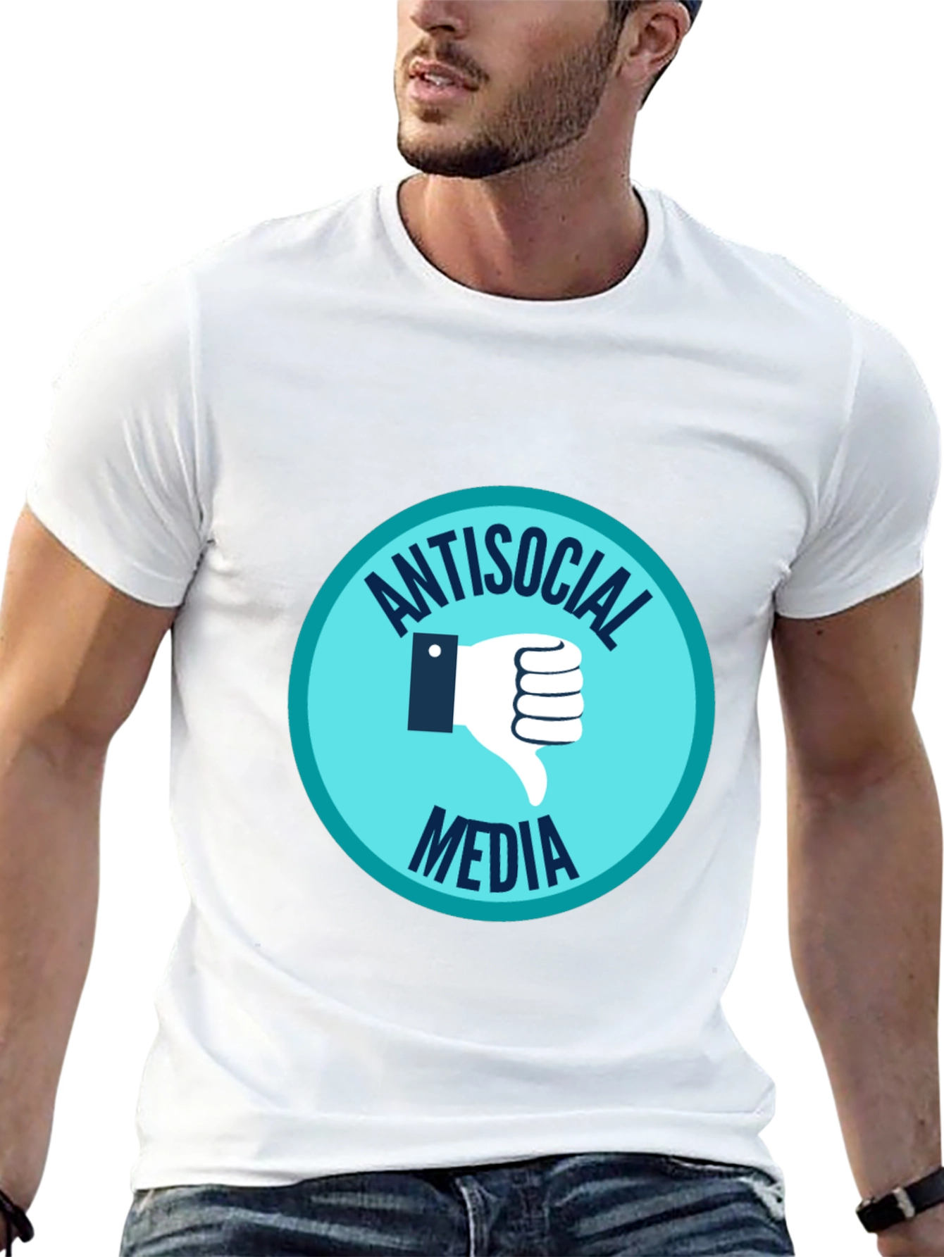 Black Antisocial Media Black T-Shirt with Thumbs Down Graphic view 13