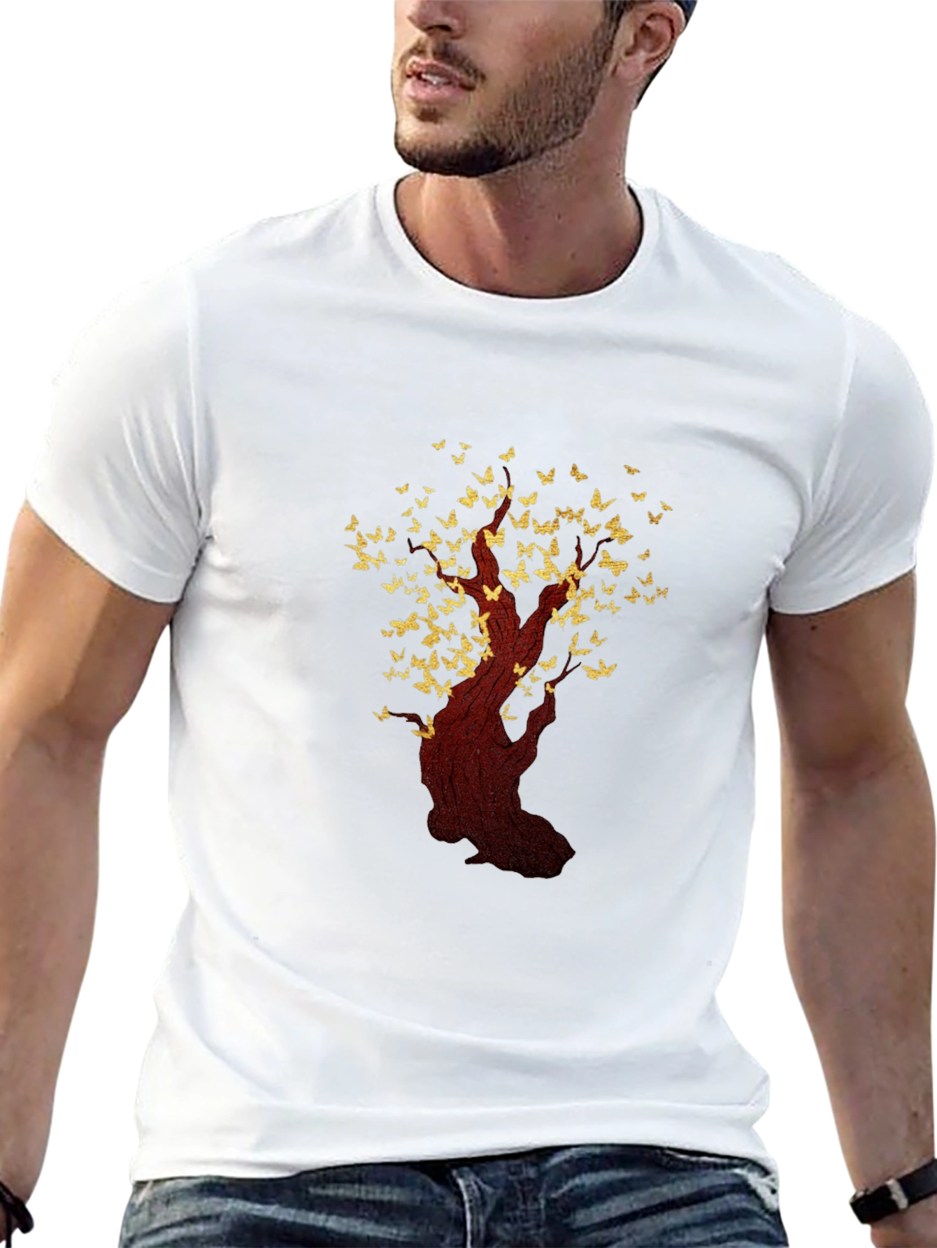 Black Butterfly Tree Graphic T-Shirt - Black view 13