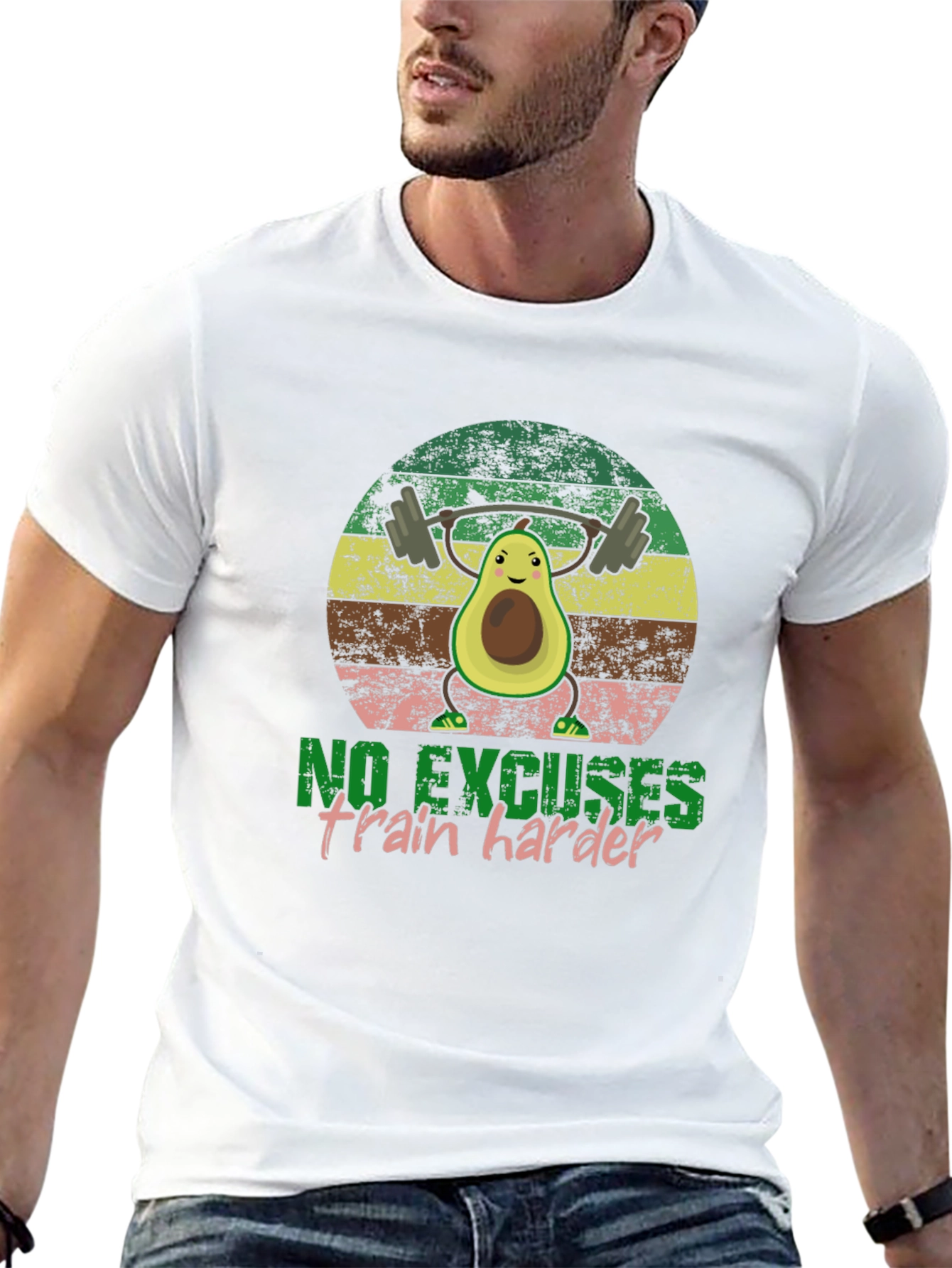 Black Funny Avocado Gym T-Shirt - No Excuses view 13