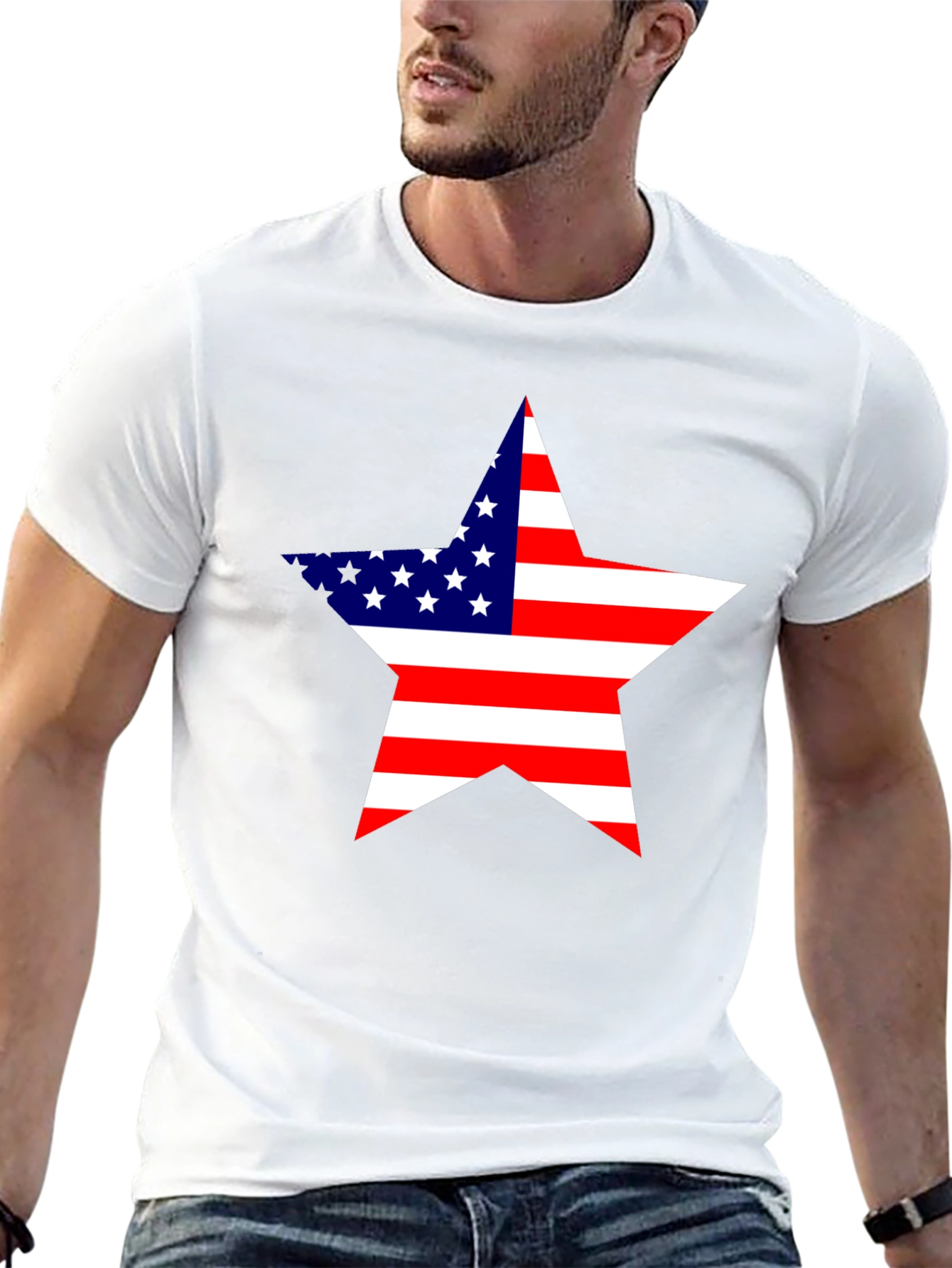 Black USA Flag Star Graphic Black T-Shirt view 13