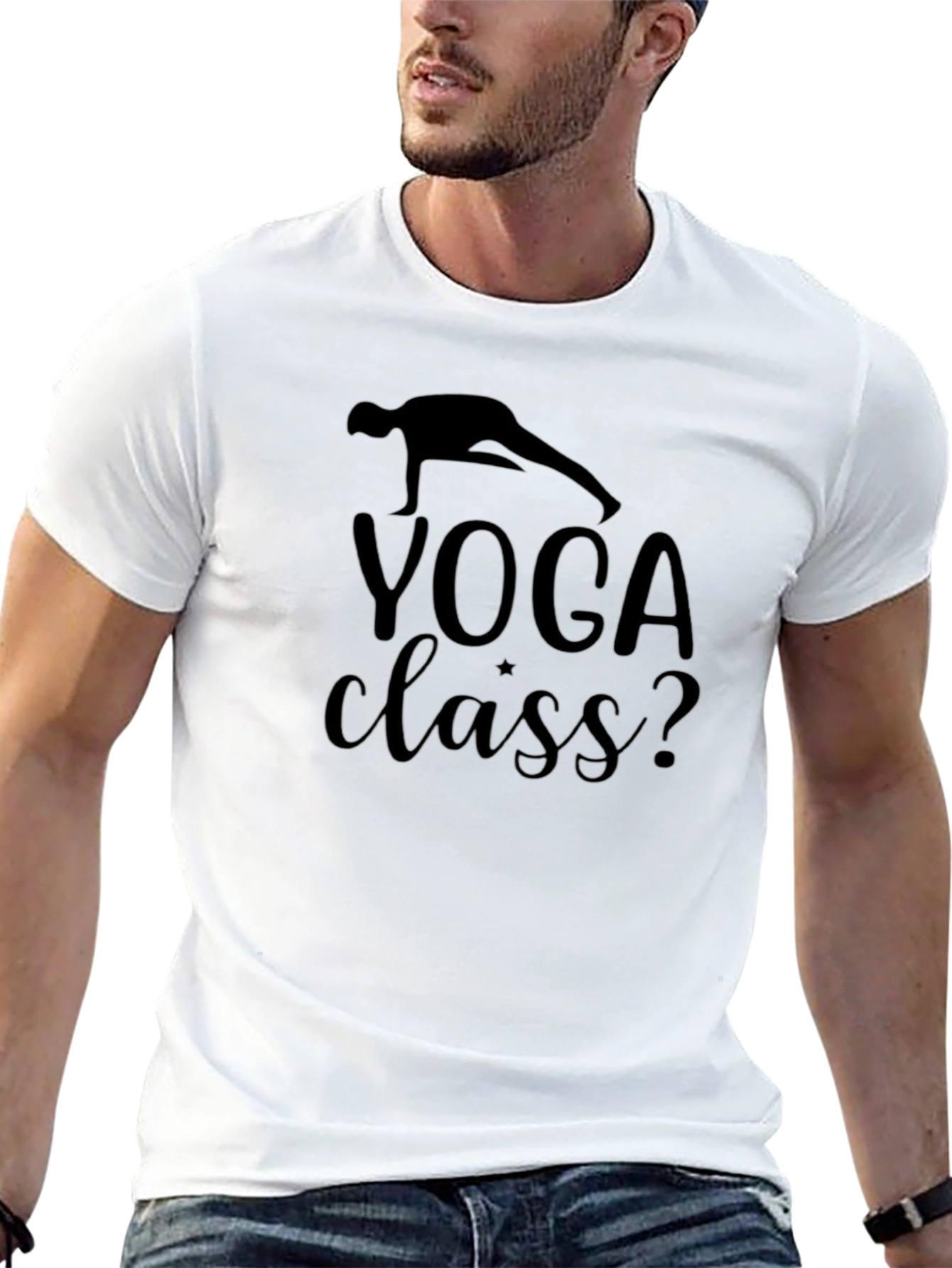 Black Yoga Class? Men's Graphic Tee - Black view 13