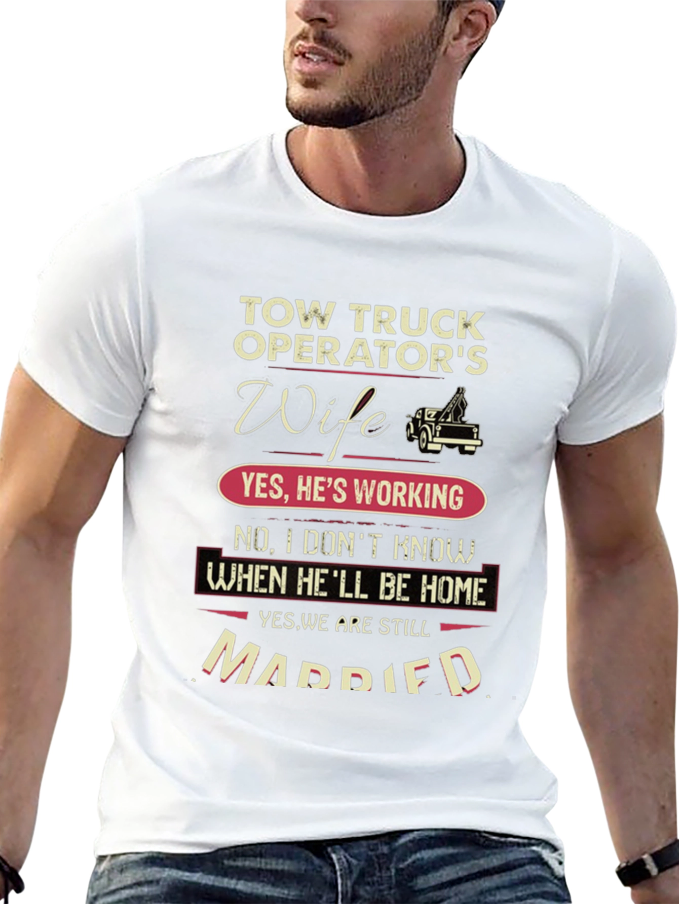 Black Tow Truck Operator's Wife Graphic T-Shirt view 13