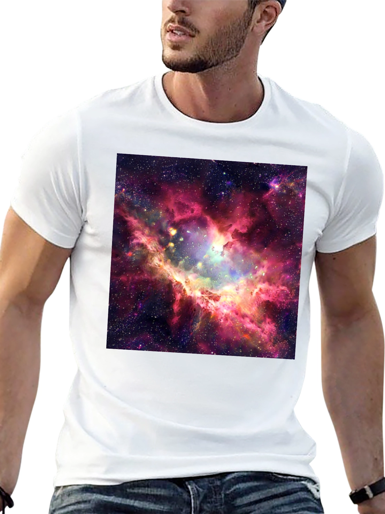 Black Nebula Print Black T-Shirt view 13