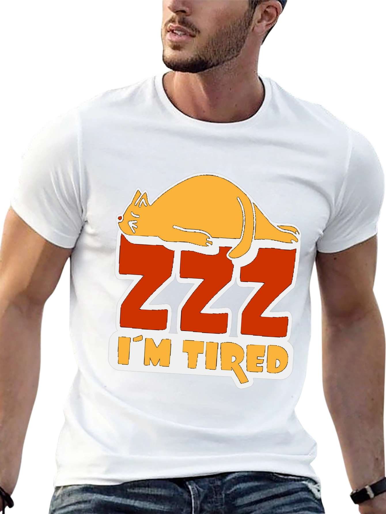 Black Funny Cat Zzz I'm Tired Graphic T-Shirt view 13