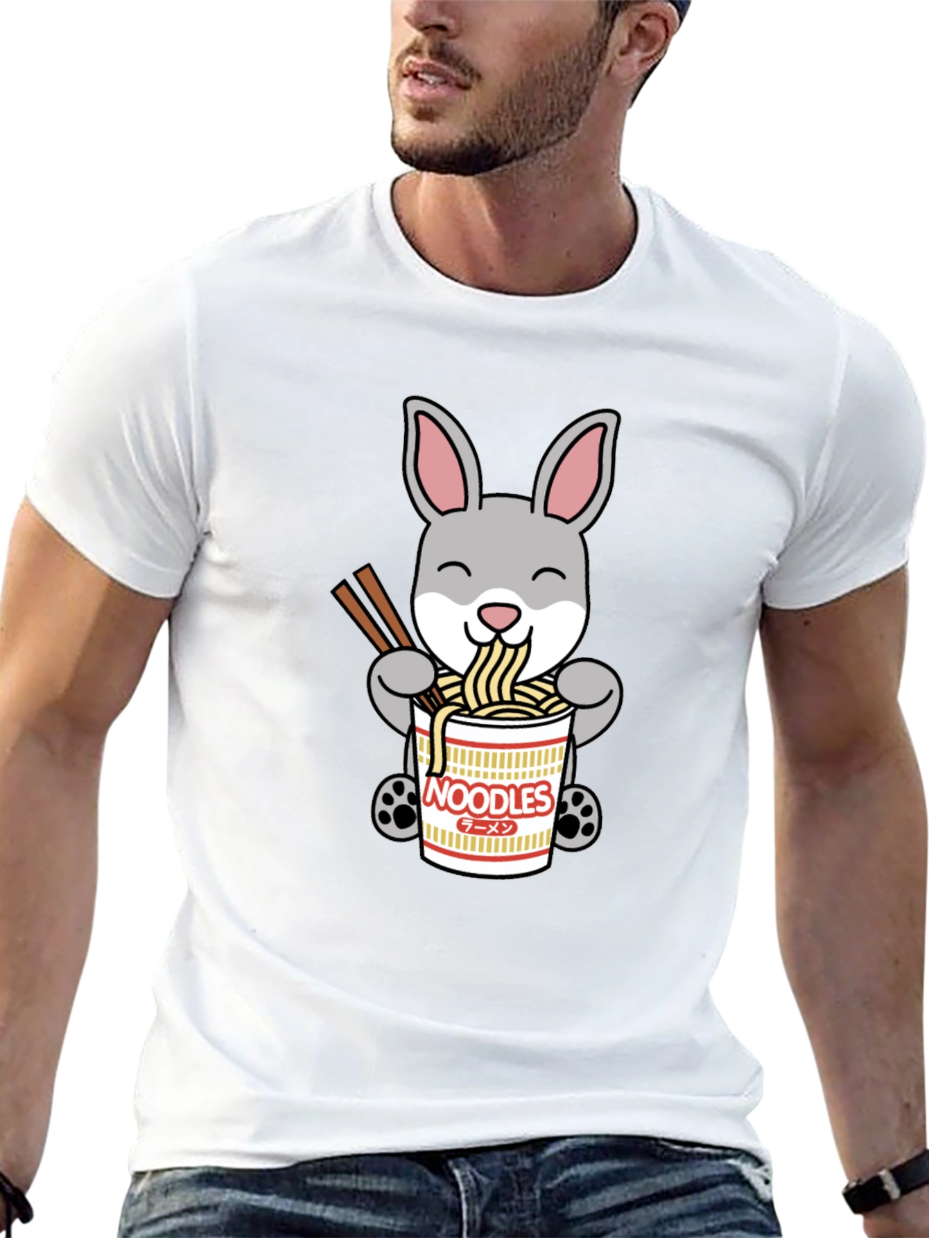 Black Rabbit Ramen T-Shirt - Cute Noodle Bunny Tee view 13
