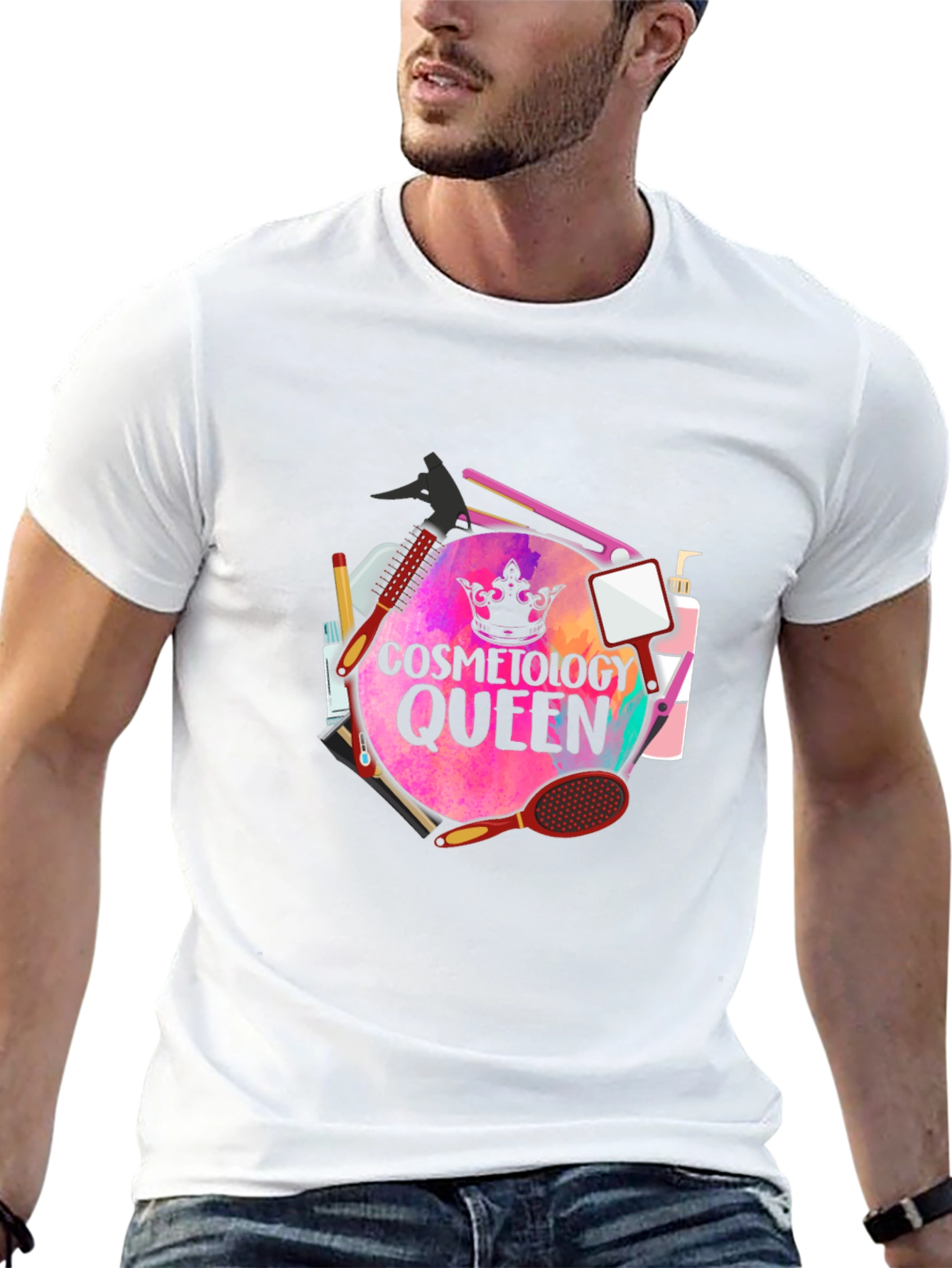 Black Cosmetology Queen T-Shirt - Stylish Salon Apparel view 13