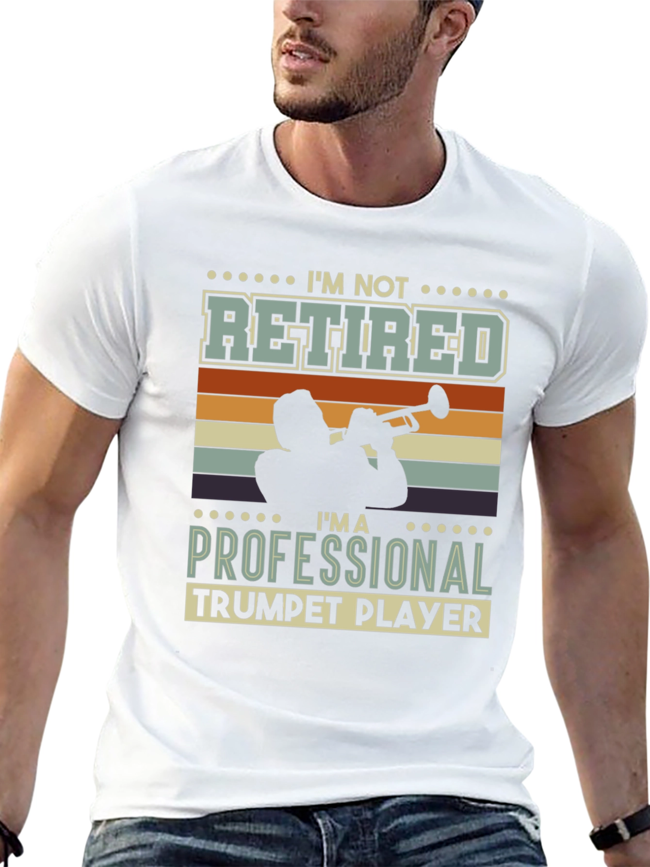 Black I'm Not Retired Trumpet Player Graphic Tee view 13