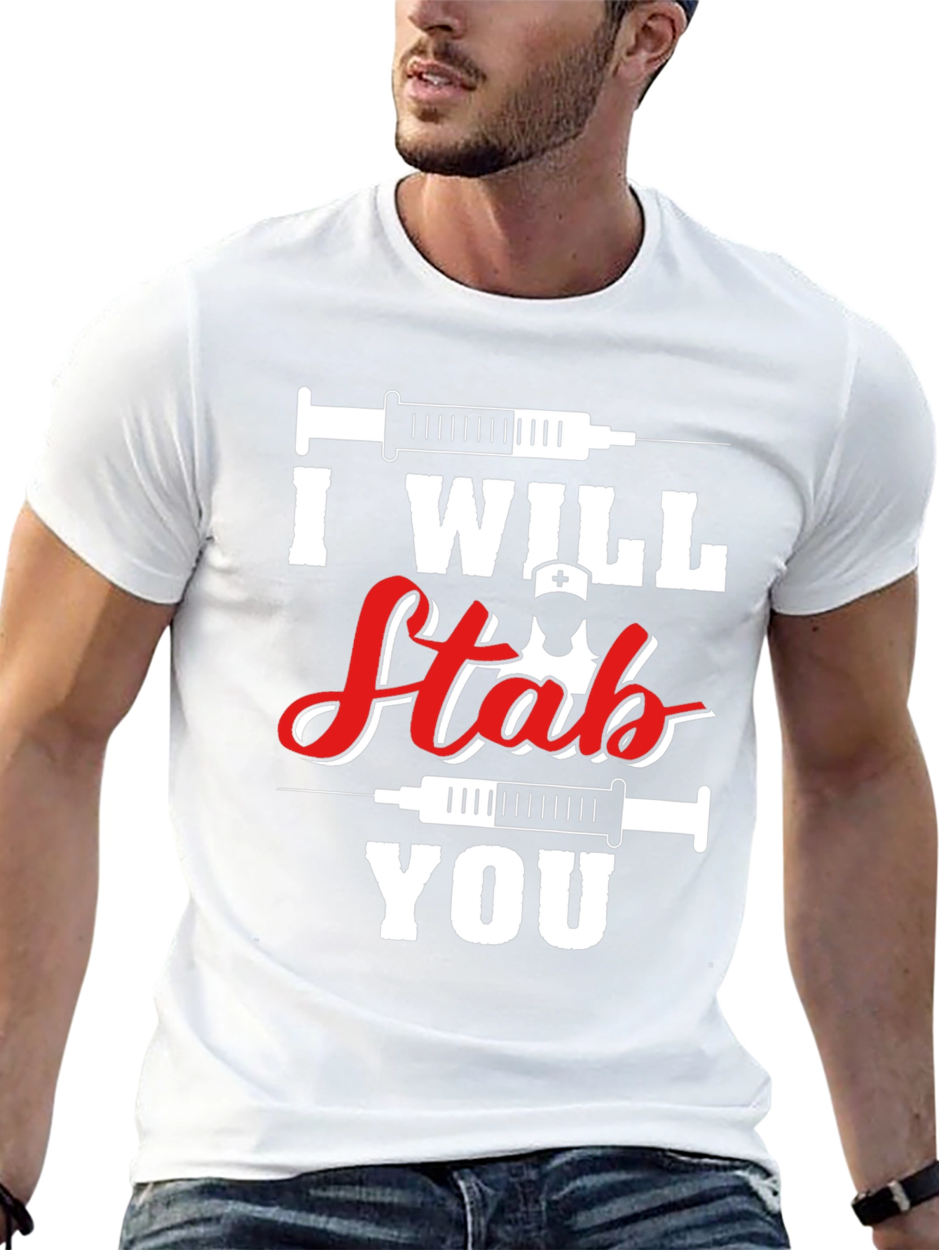 Black I Will Stab You Nurse T-Shirt - Funny Graphic Tee view 13
