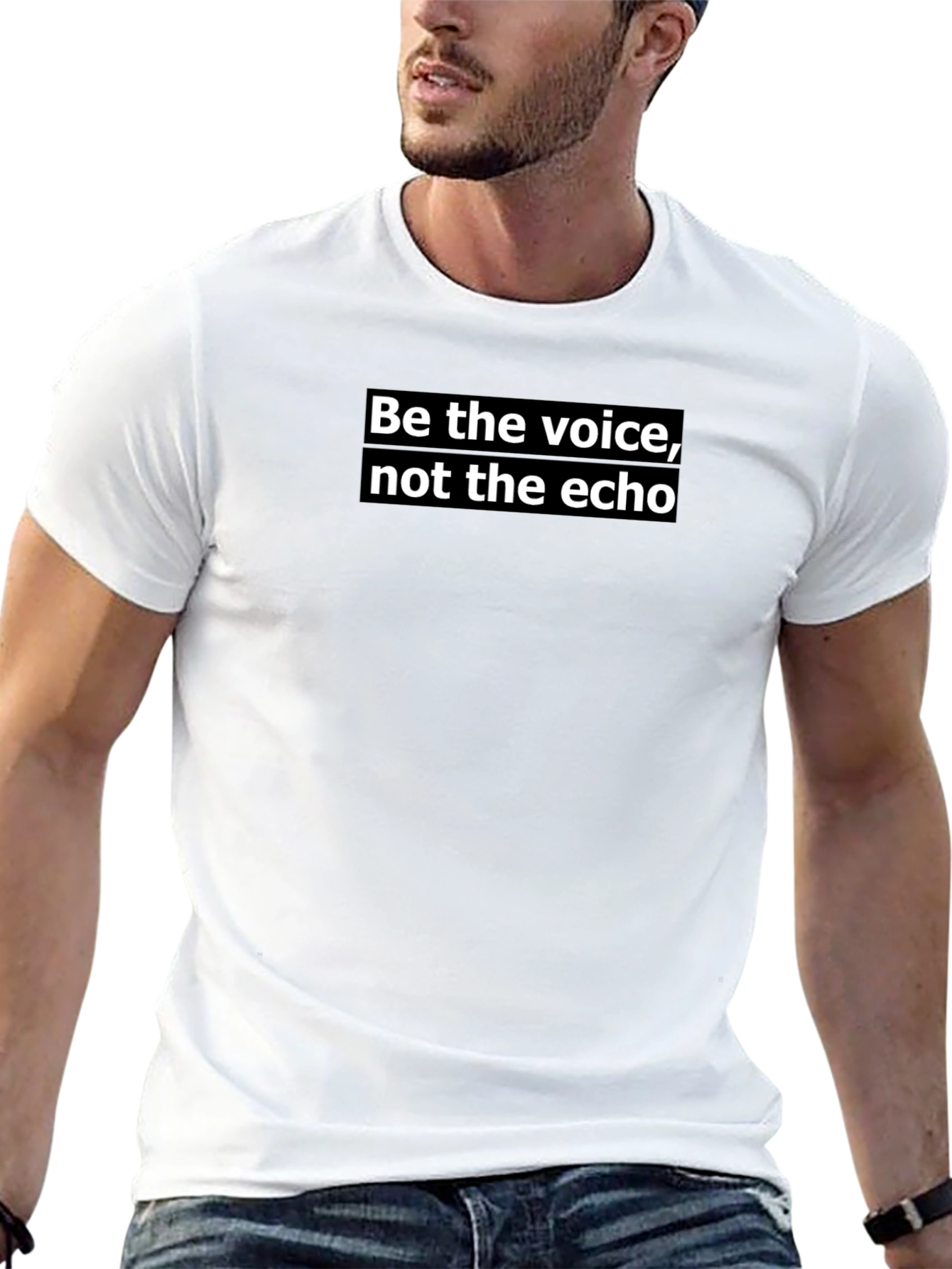 Black Be the Voice T-Shirt - Black Crew Neck Tee view 13