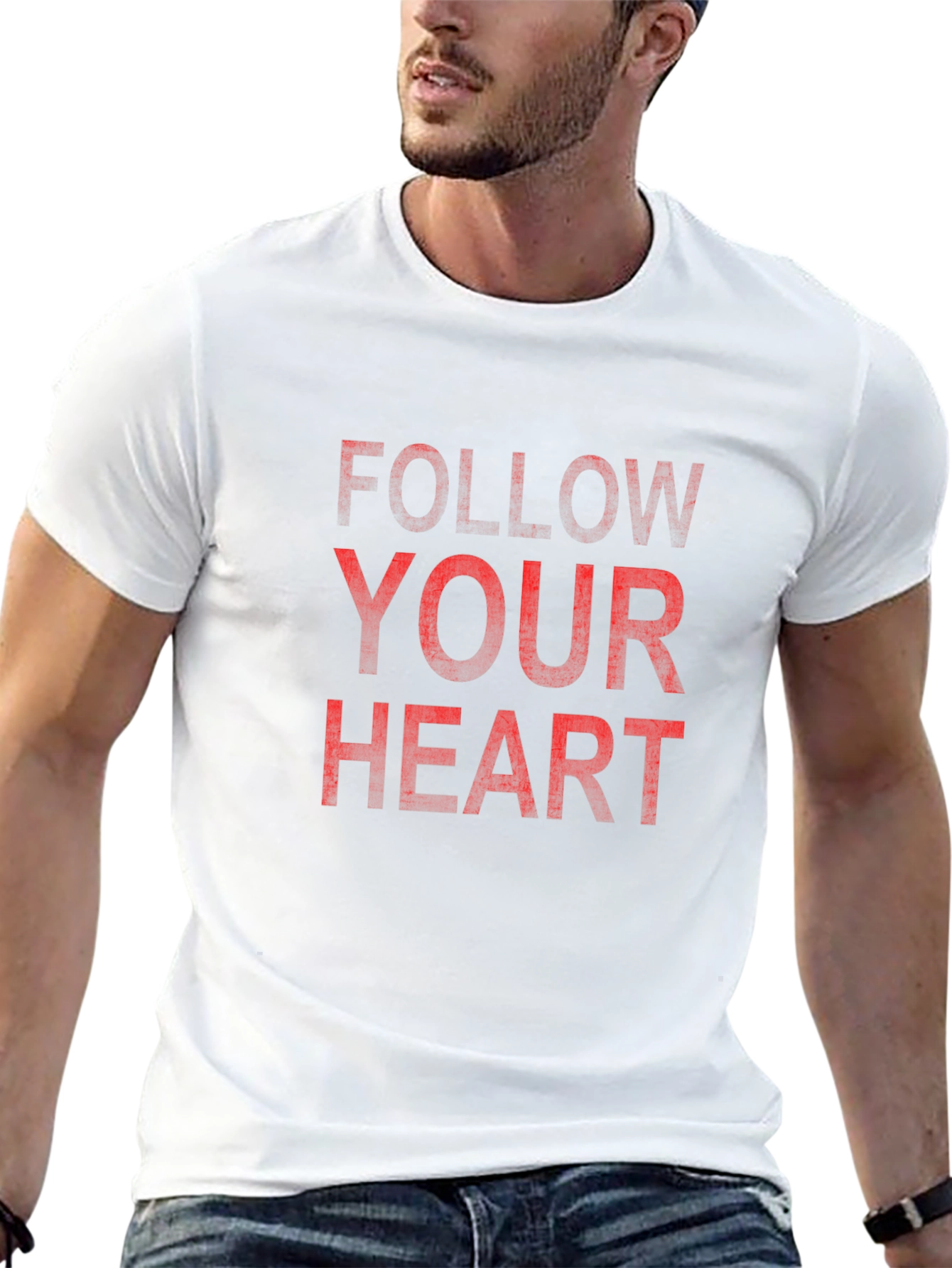 Black Follow Your Heart Graphic Tee - Men's Black T-Shirt view 13