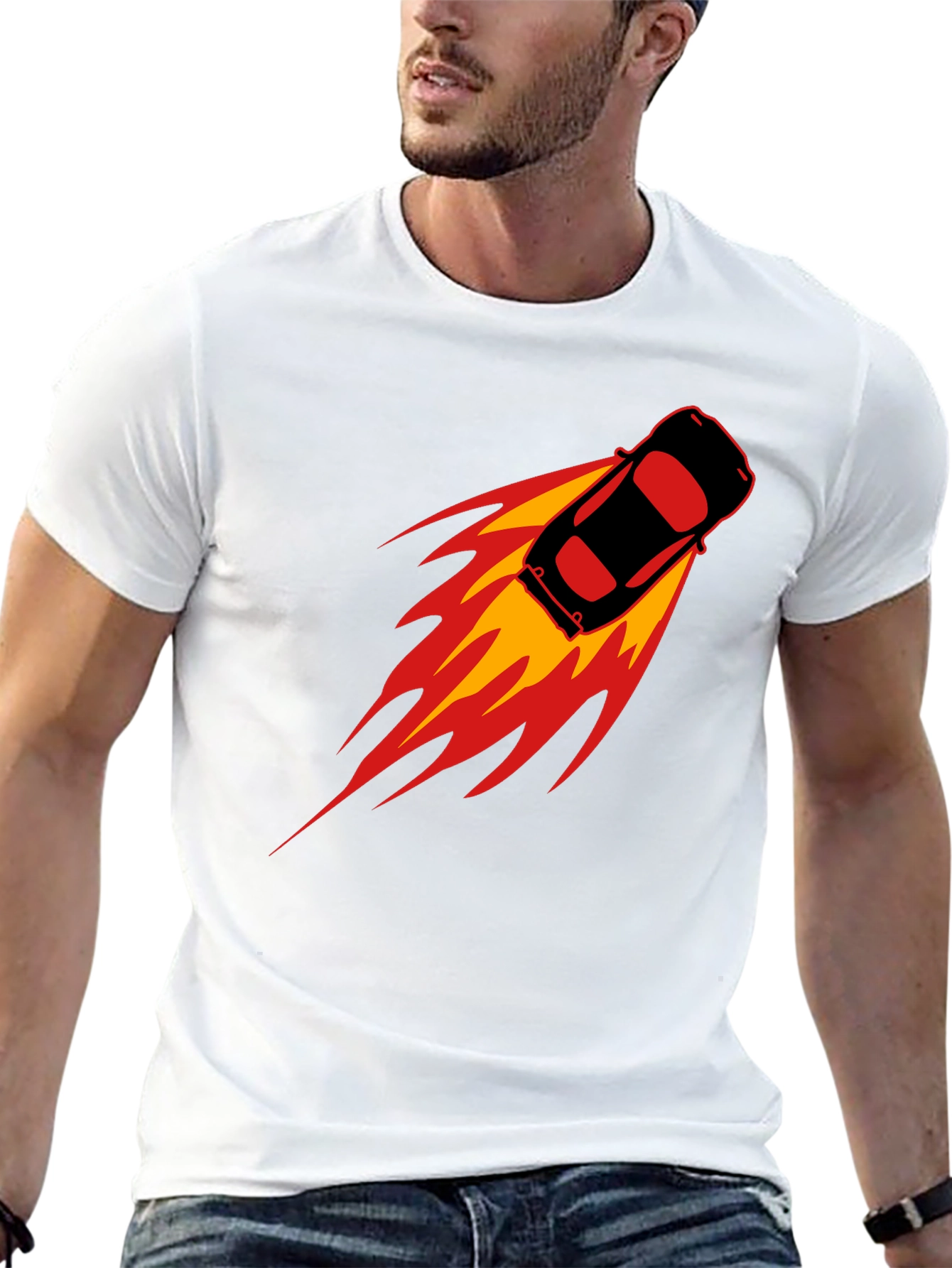Black Speed Demon T-Shirt: Black Car with Flames view 13
