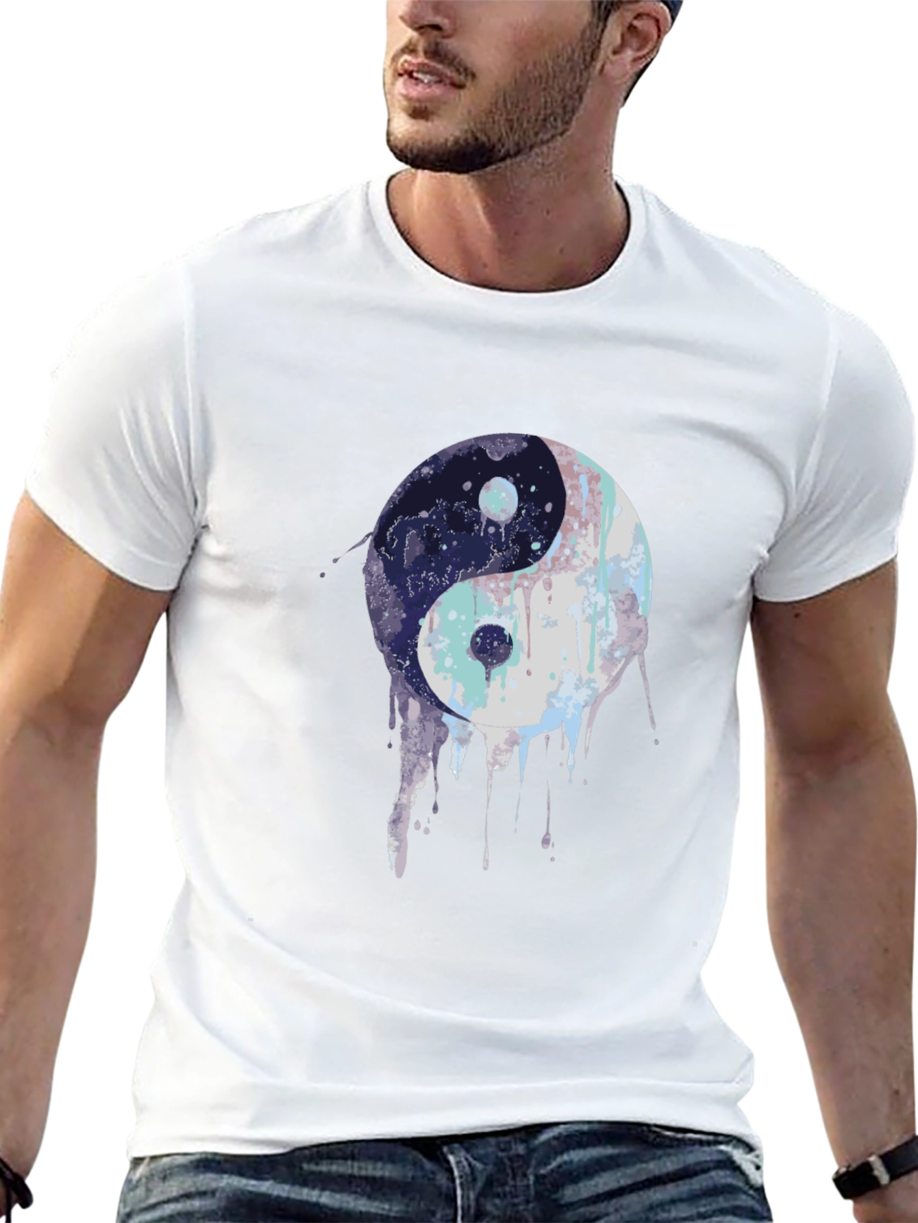 Black Yin Yang Graphic Black T-Shirt view 13