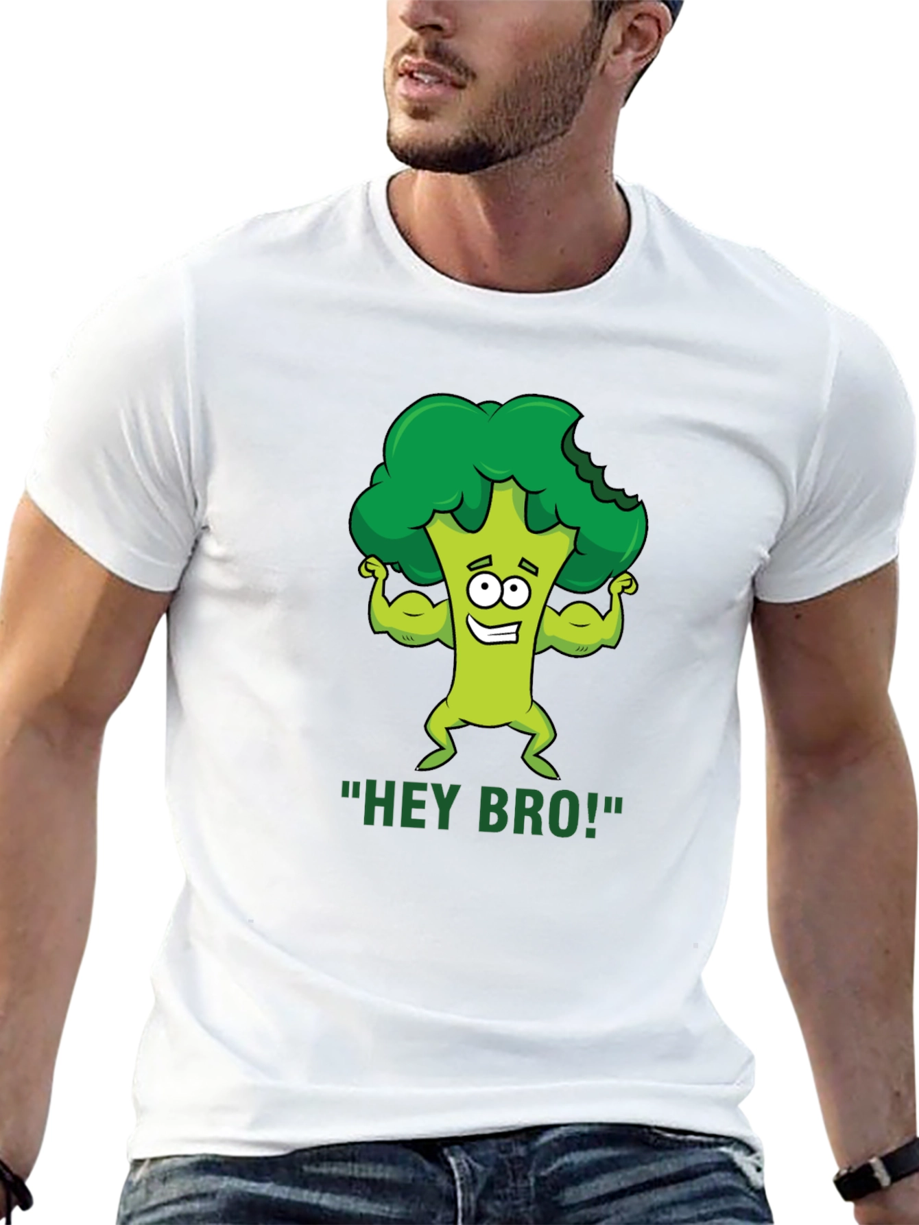 Black Hey Bro! Broccoli Gym Humor T-Shirt view 13