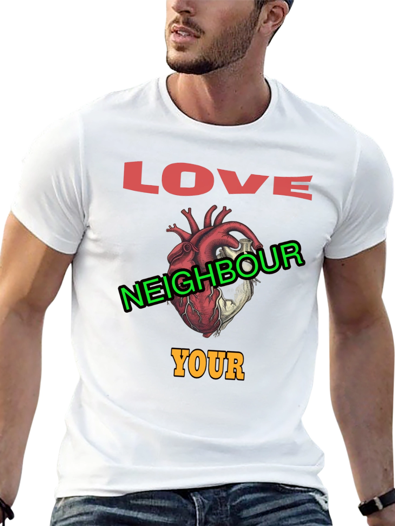 Black Love Your Neighbour T-Shirt Graphic Print view 13