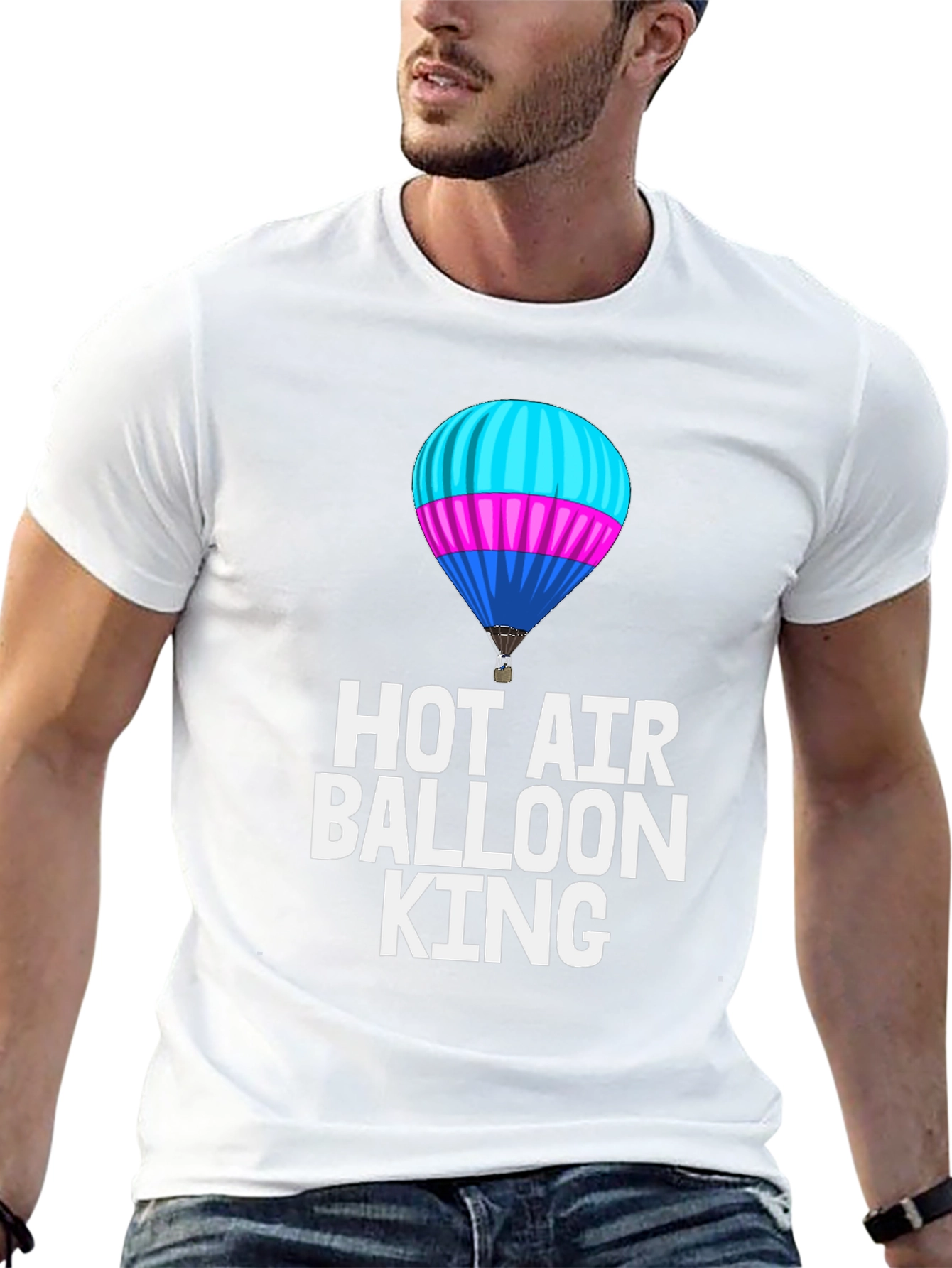 Black Hot Air Balloon King Black T-Shirt view 13