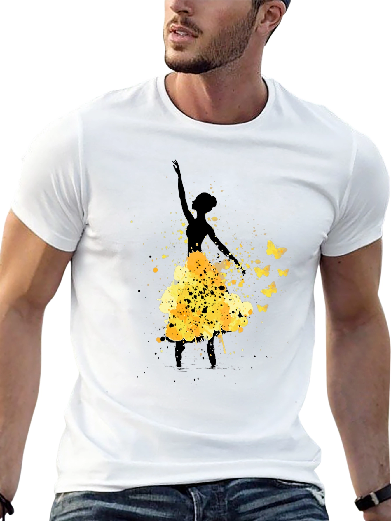 Black Ballerina Butterfly Black Graphic T-Shirt view 13