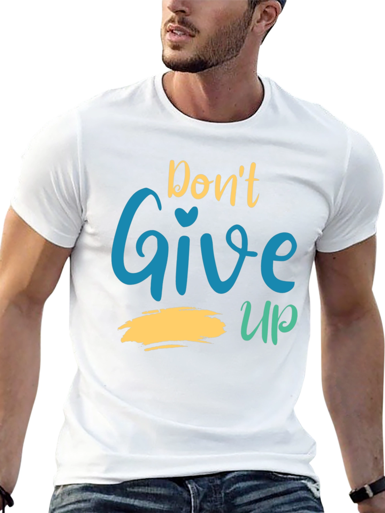 Black Motivational Graphic Tee - Don't Give Up T-Shirt view 13