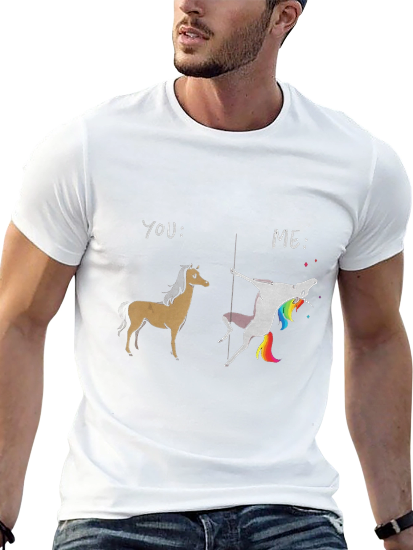 Black Funny You vs Me Unicorn T-Shirt view 13
