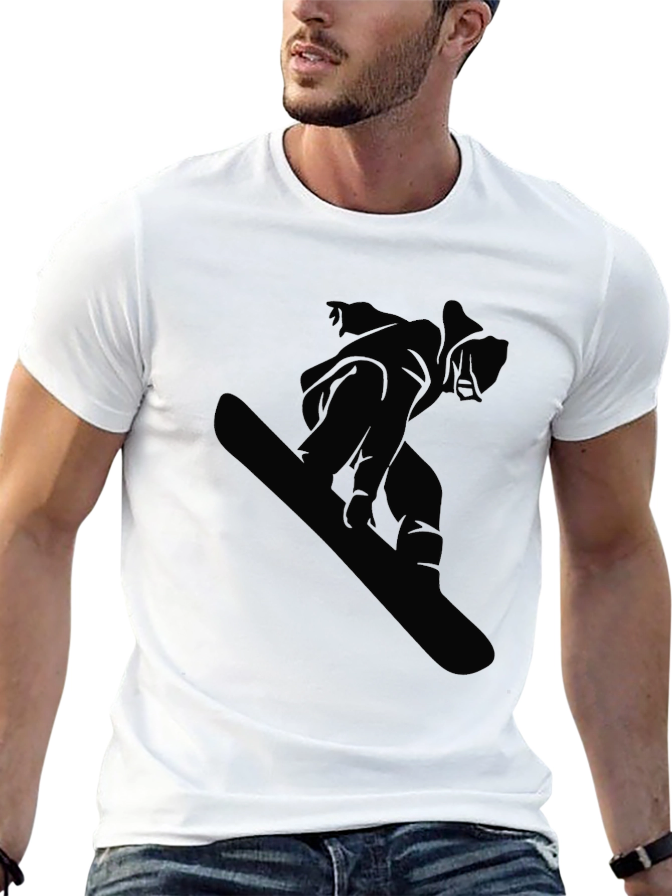 Snowboarder Graphic Tee - Black Cotton T-Shirt - 13