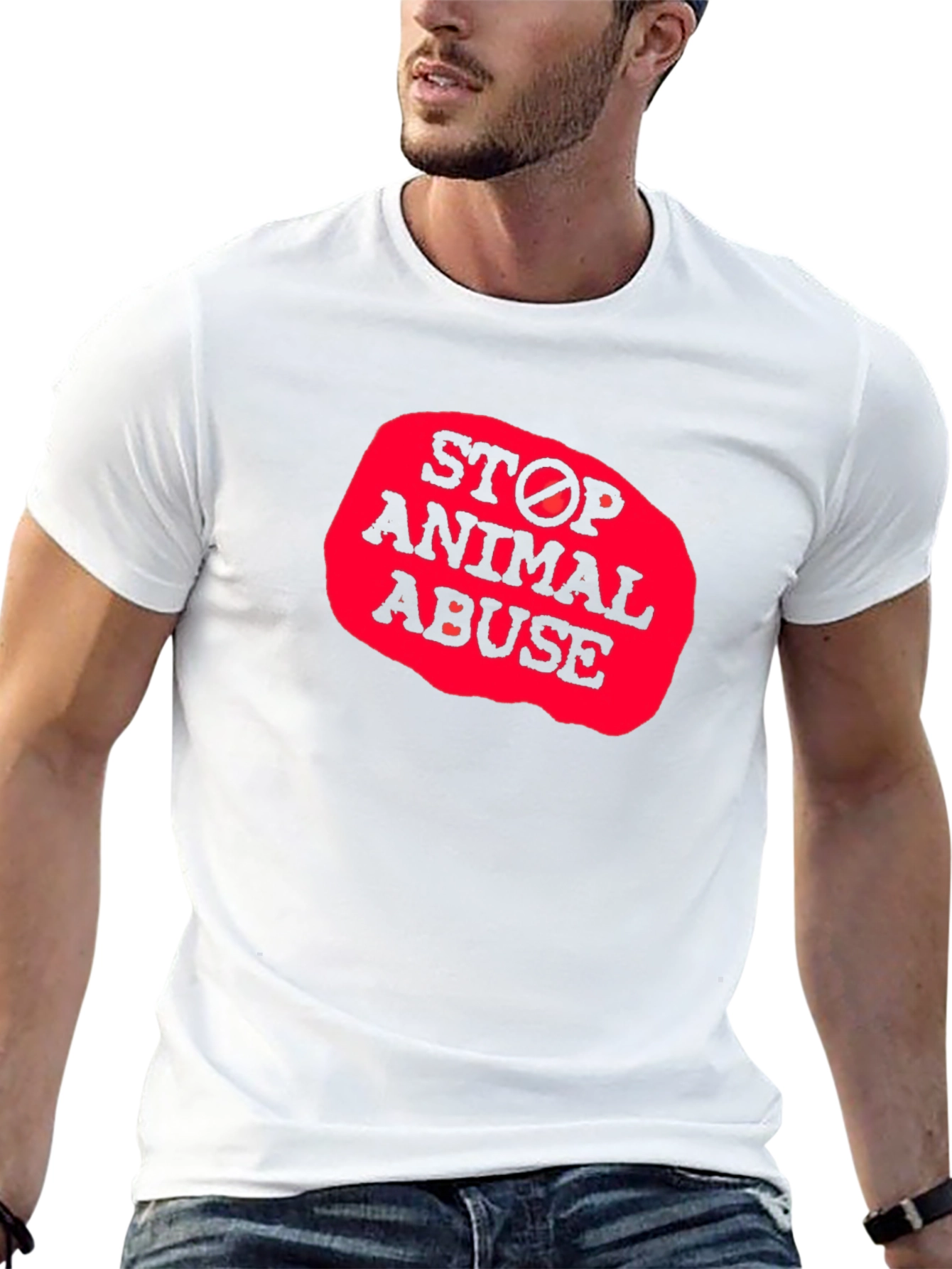 Black Stop Animal Abuse Graphic T-Shirt view 13