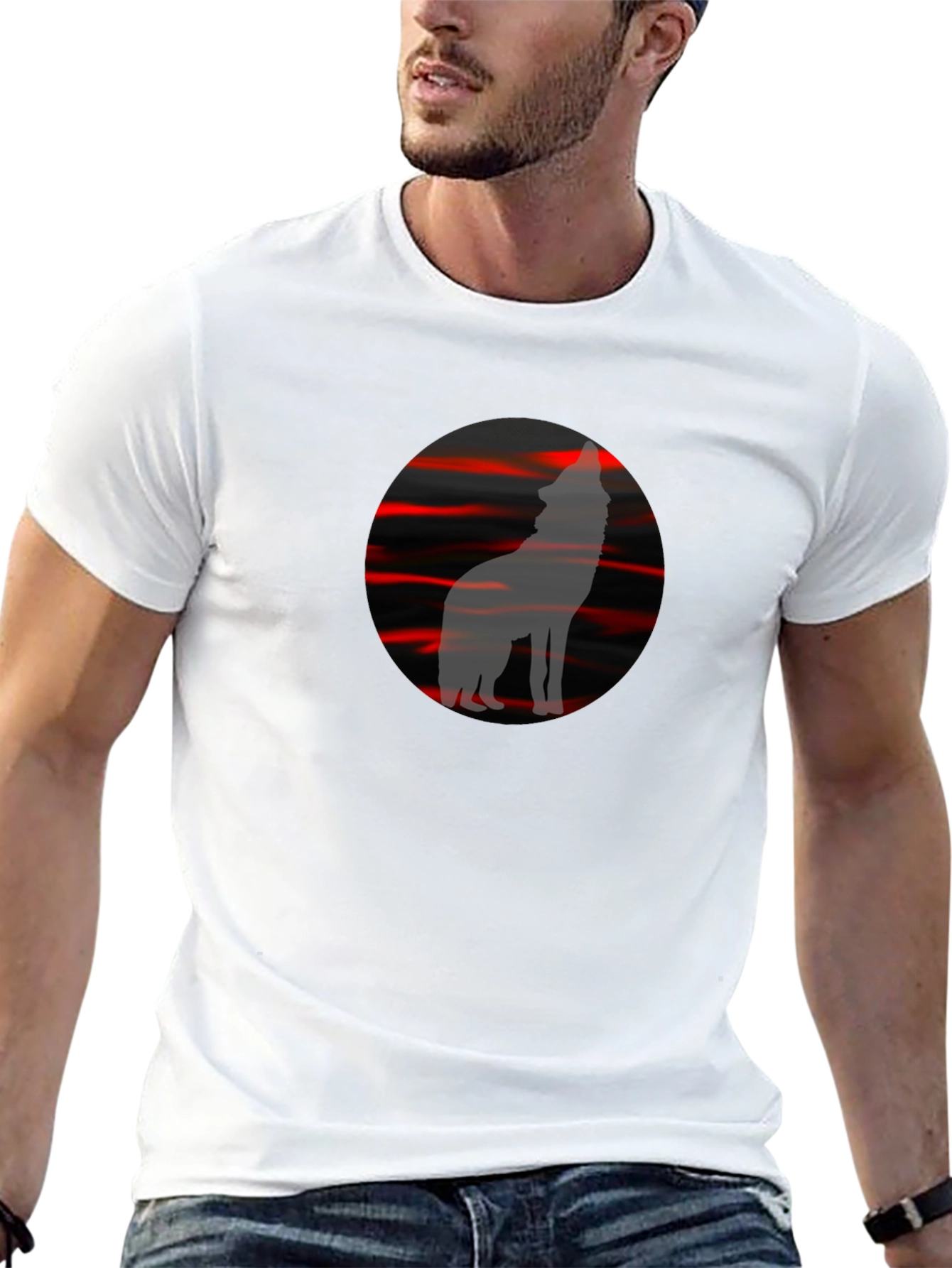 Black Wolf Silhouette Graphic Tee - Black view 13