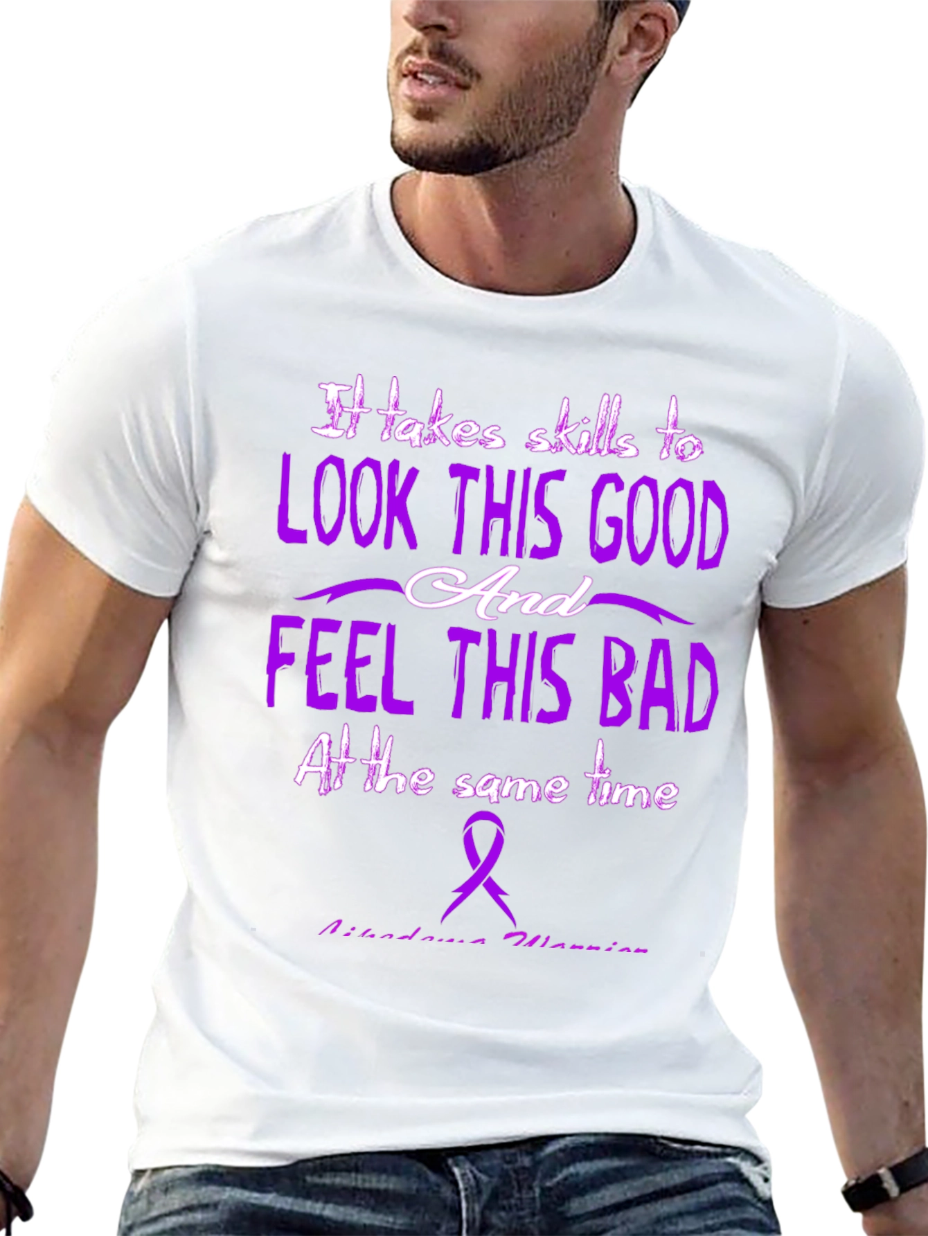 Black Skills to Look Good T-Shirt - Migraine Warrior Awareness Tee view 13