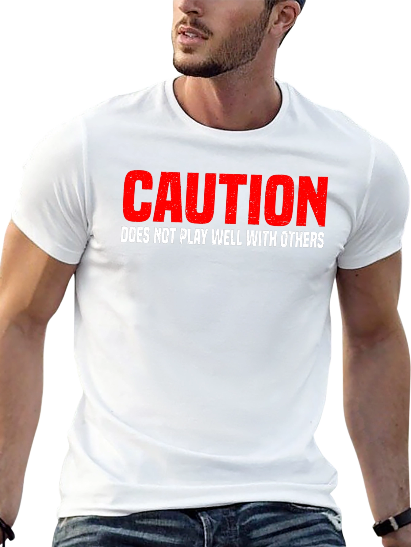 Black Caution: Does Not Play Well With Others Graphic Tee view 13