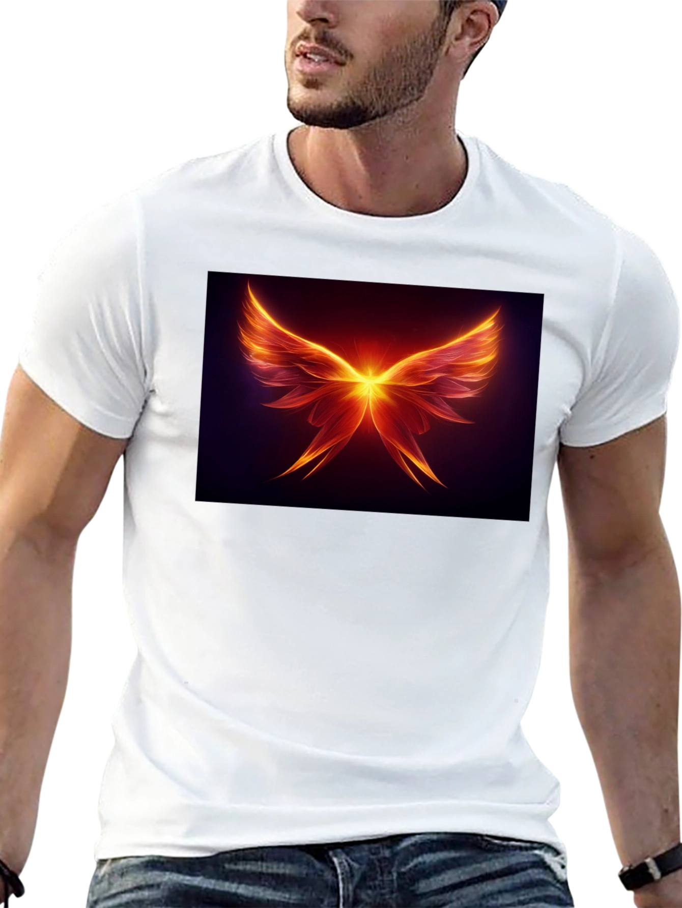 Black Fiery Wings Graphic Tee - Black Cotton Blend view 13