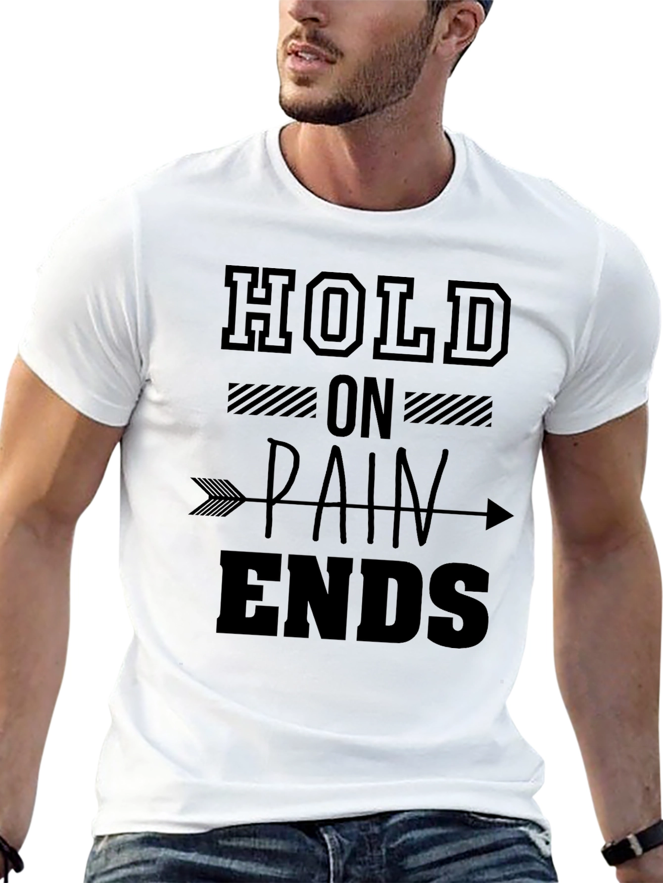 Black Hold On Pain Ends Graphic T-Shirt view 13