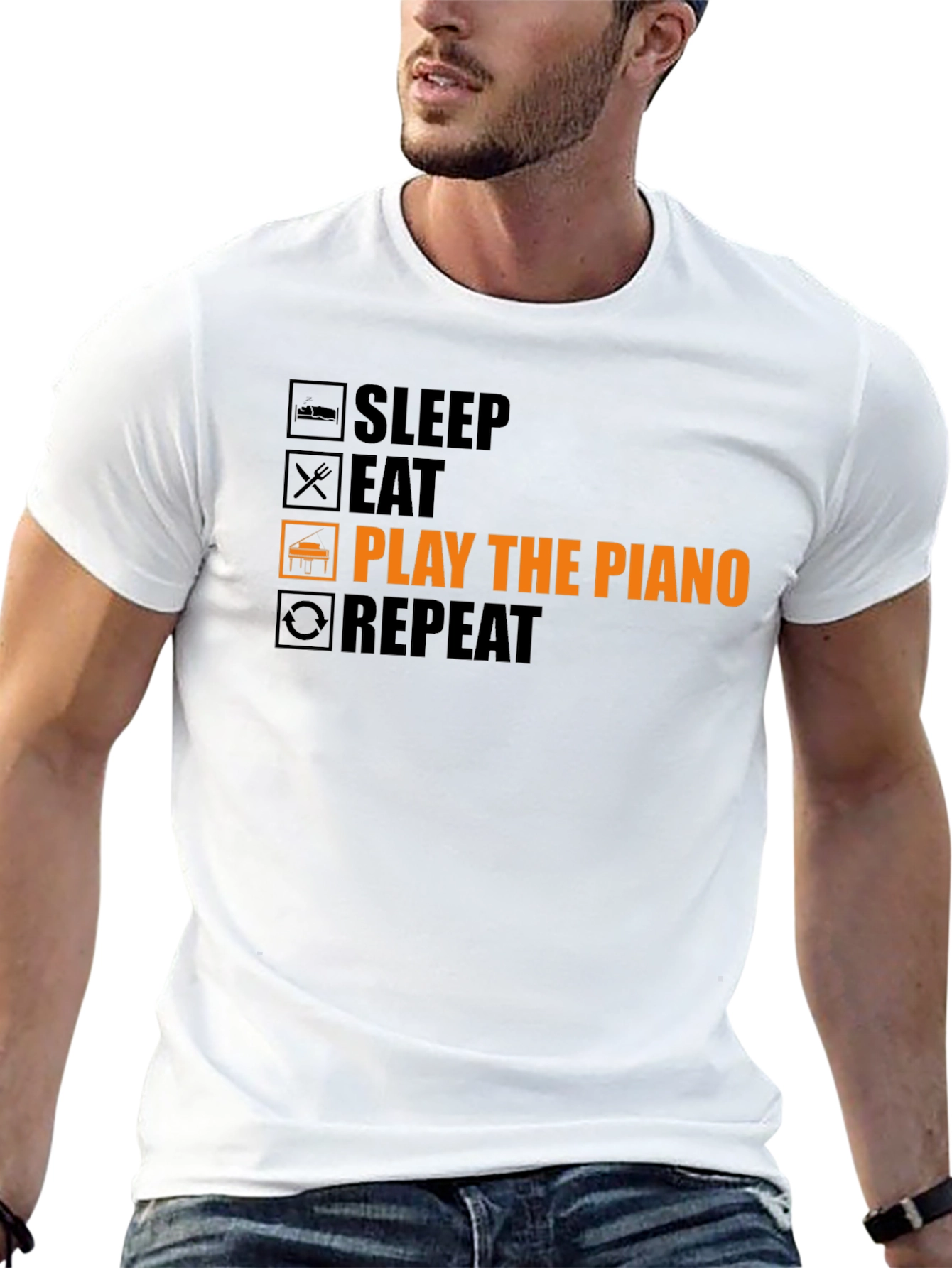 Black Piano Player T-Shirt: Sleep, Eat, Play, Repeat! view 13