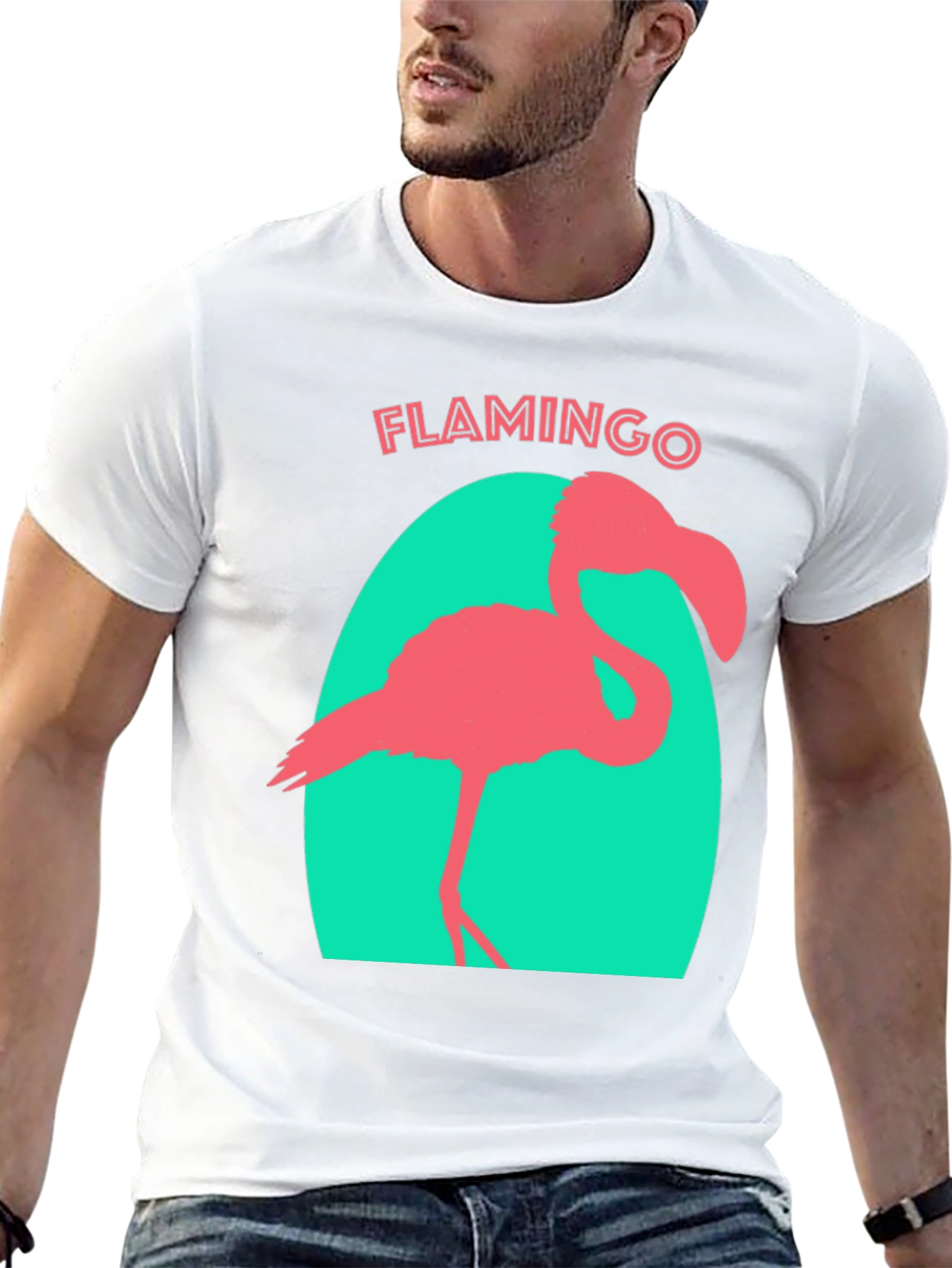 Black Flamingo Graphic Tee - Black Cotton T-Shirt view 13