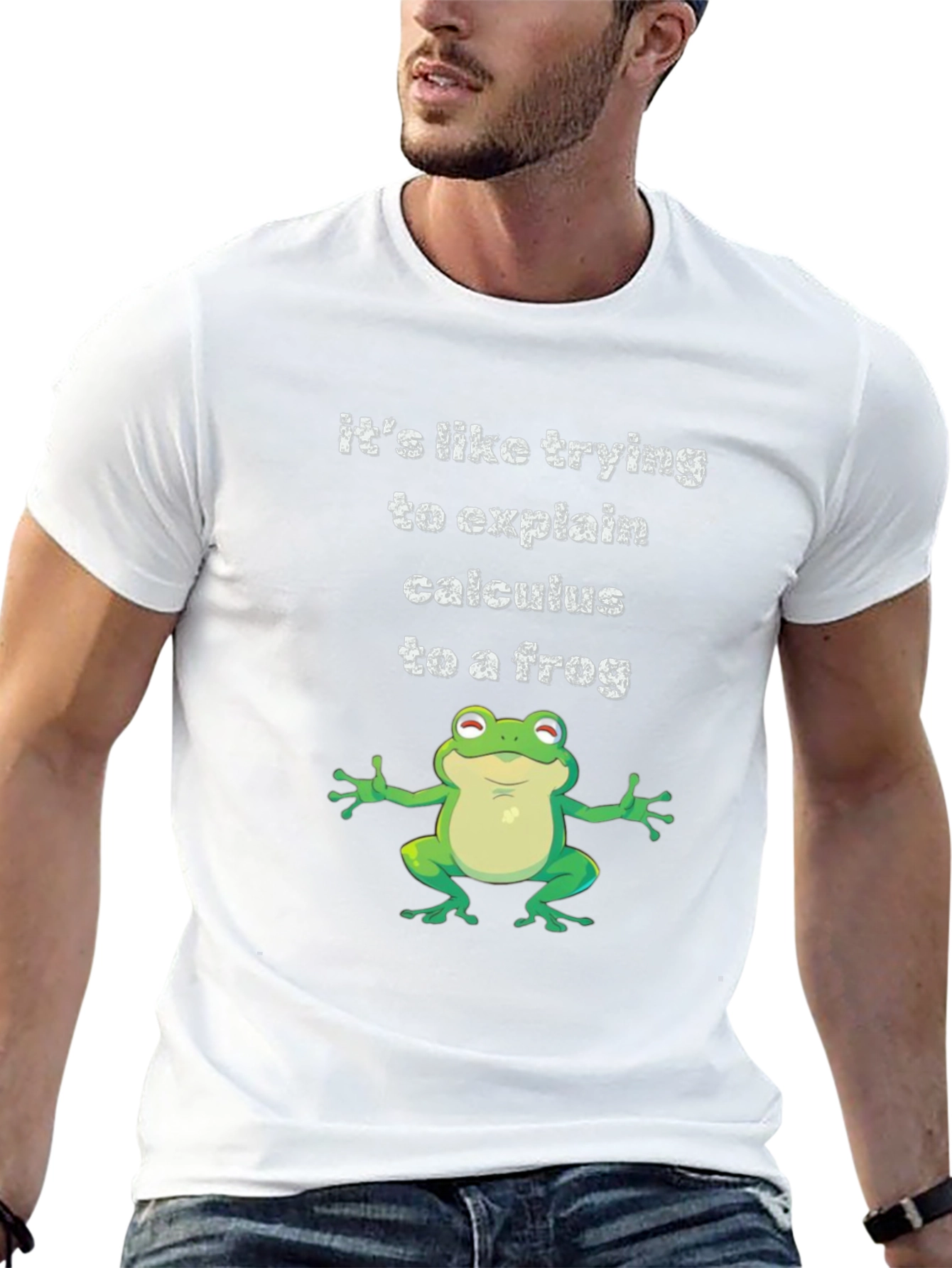 Black Funny Calculus Frog Graphic Tee - Black Cotton T-Shirt view 13